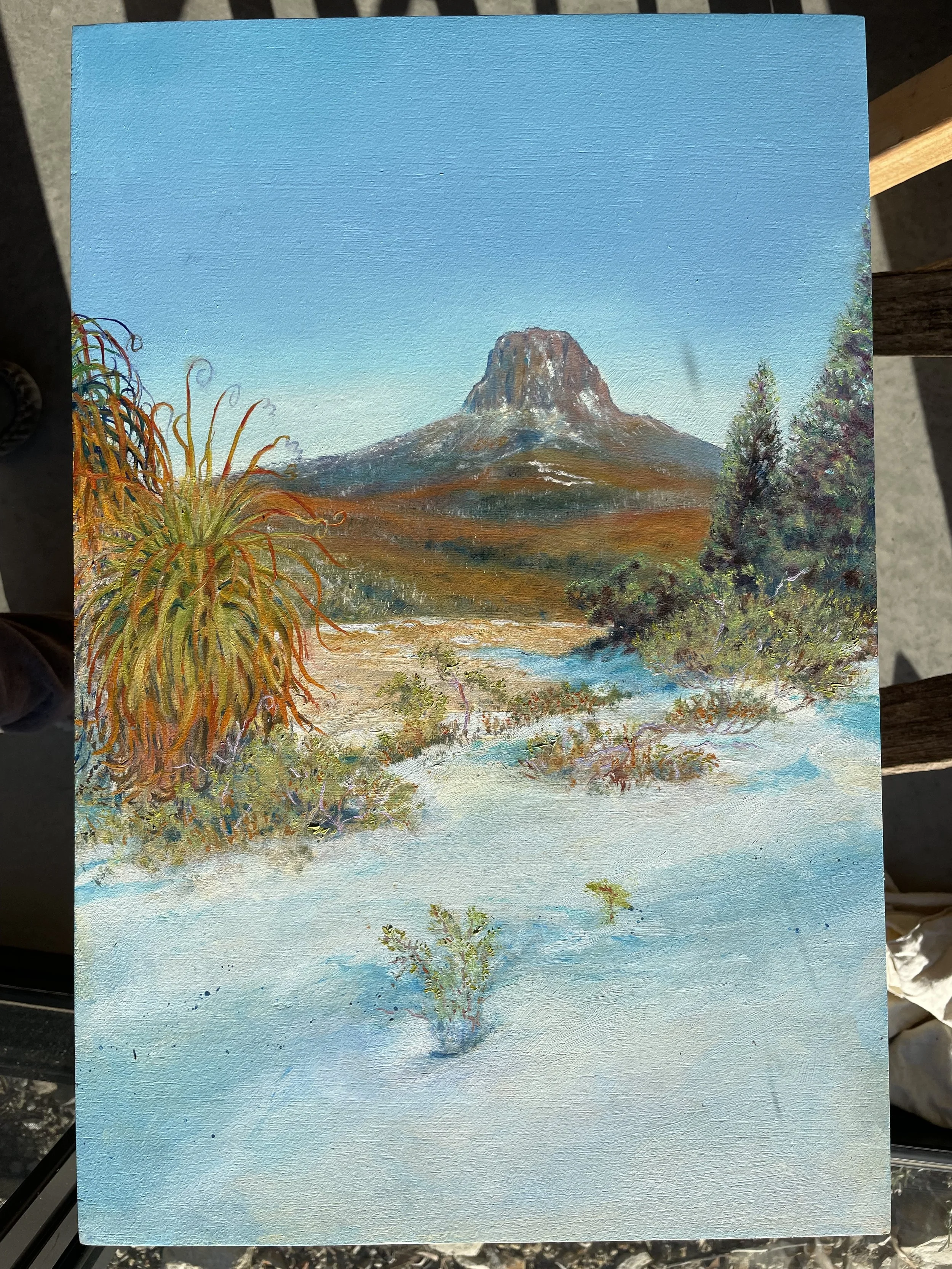 Barn Bluff oil on board progression