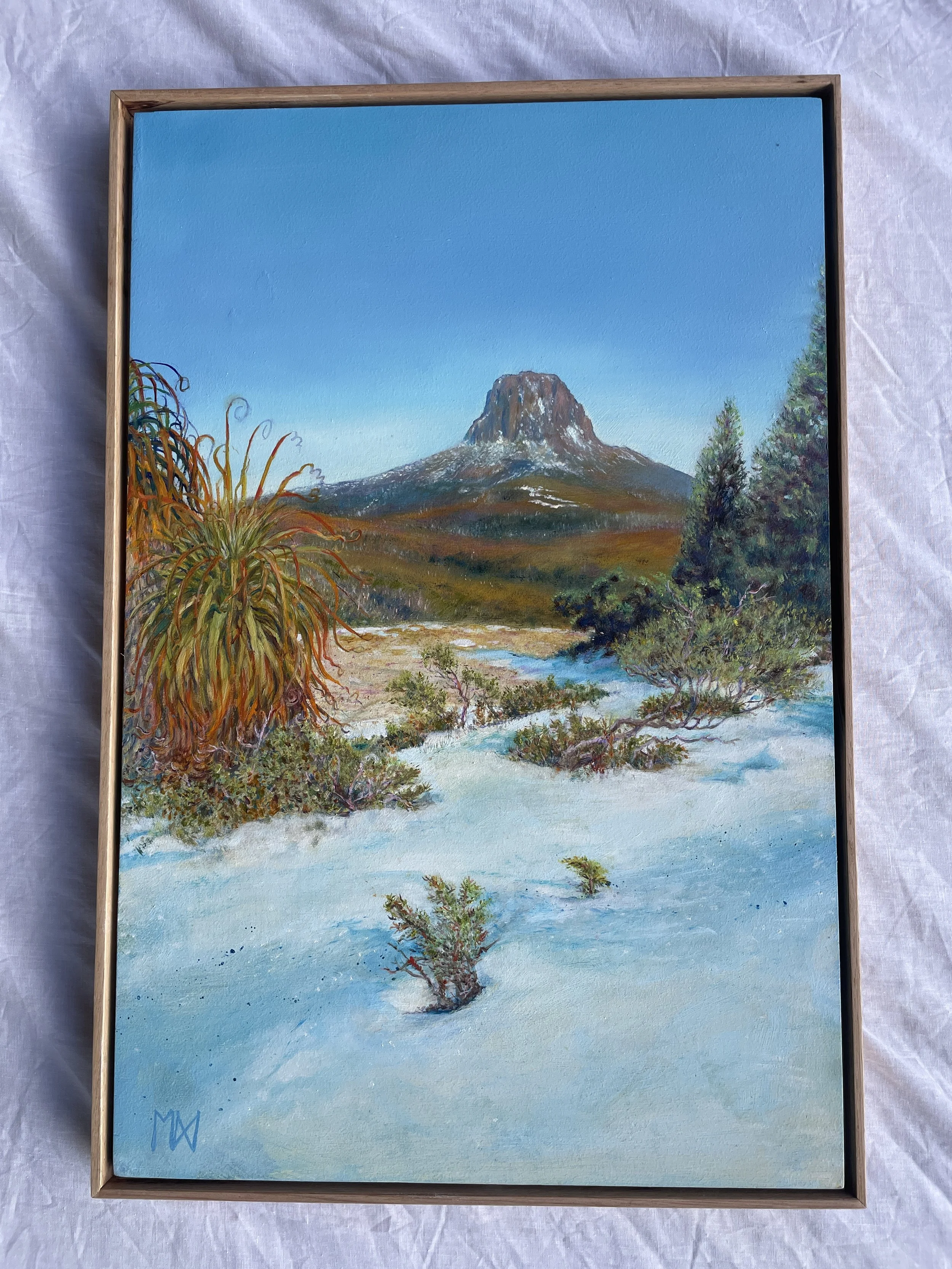 Barn Bluff oil on board progression. Final.