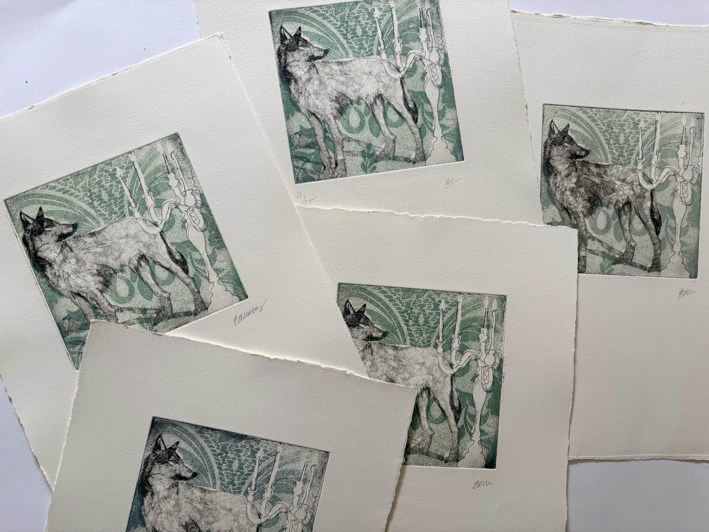 Wolf and Candelabra teal prints.jpg