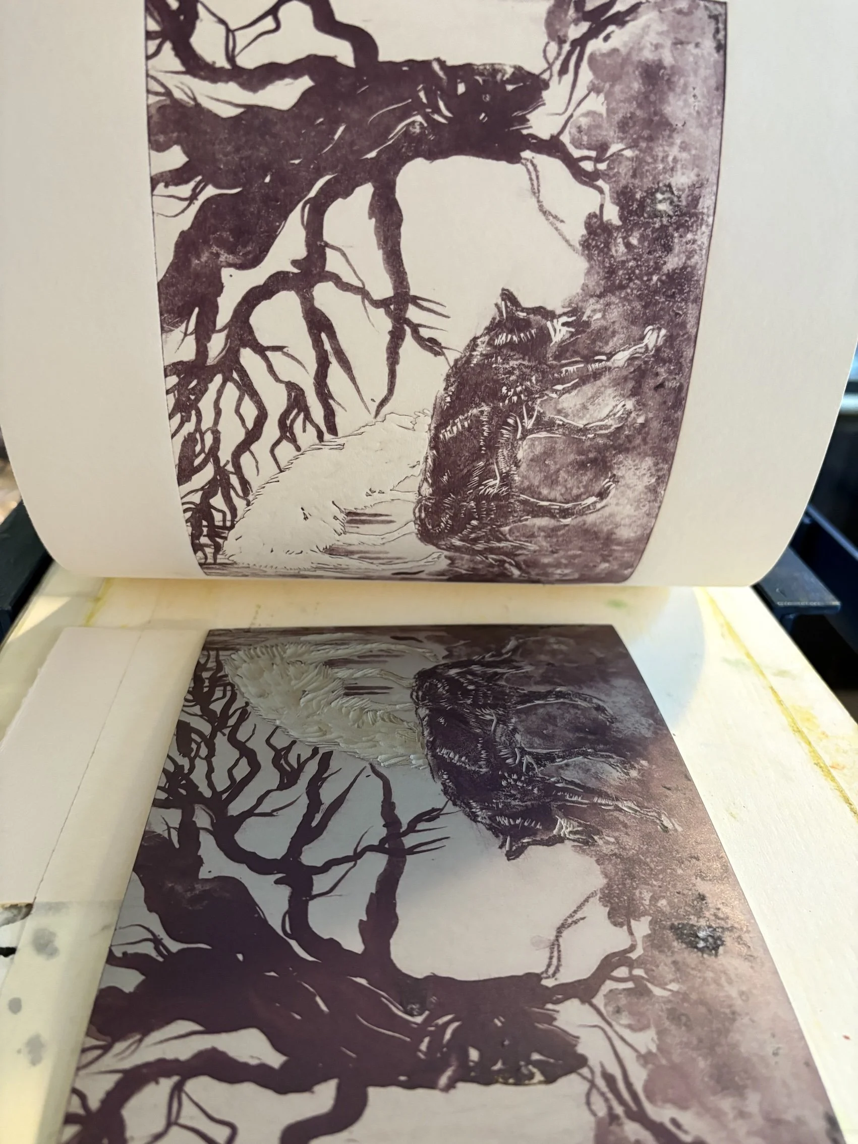 Wolf and Tree lithino in progress.jpg