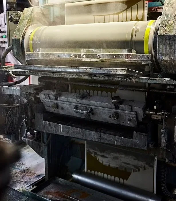a rotary screenprinting machine at Anstey Wallpaper factory