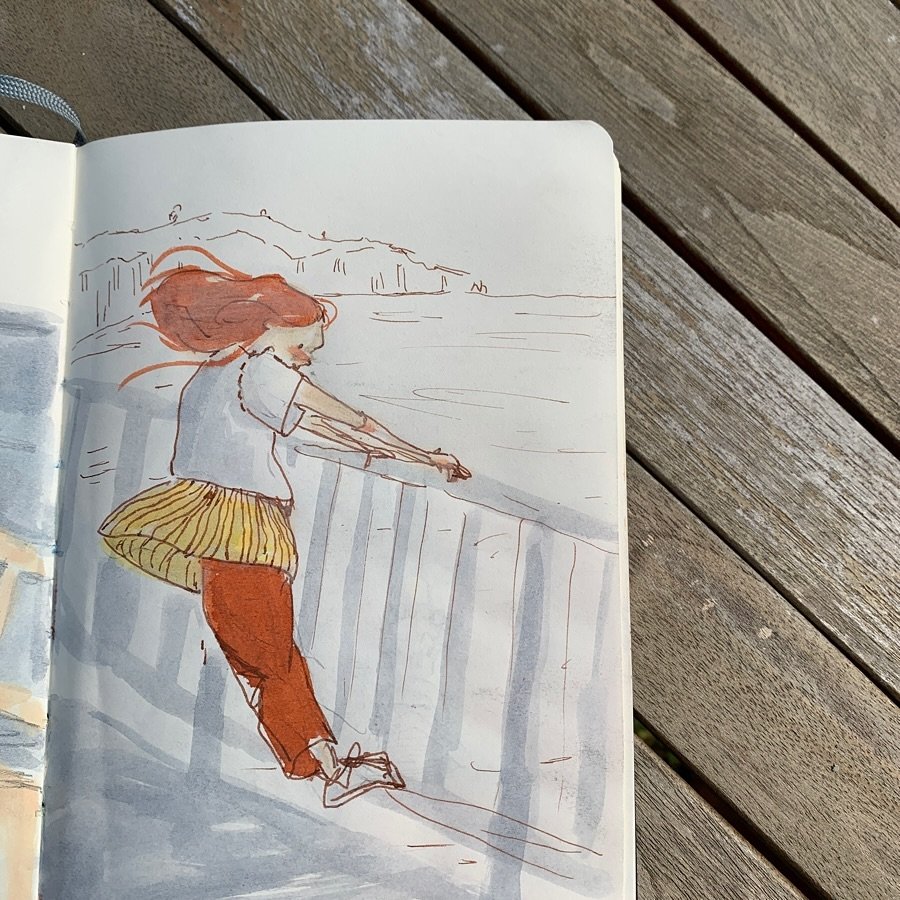 People-watching on the ferry 🛳️

#sketchbooking #drawing #drawingpeople #sketchbook #illosketchbook #illustration #observationaldrawing #drawingonlocation #traveljournal #travelsketchbook