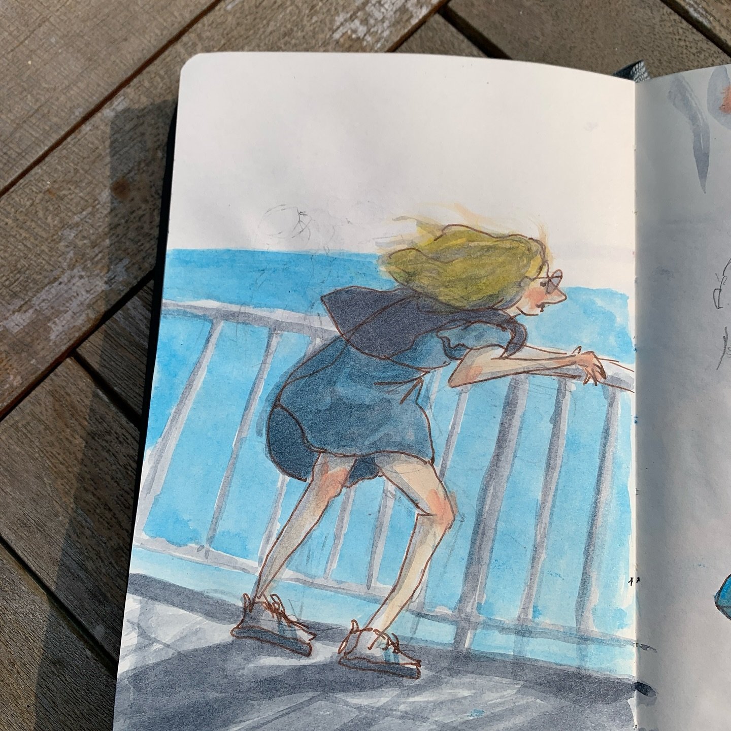 More people-watching on the ferry from last month 🛳️

#sketchbooking #drawing #drawingpeople #sketchbook #illosketchbook #illustration #observationaldrawing #drawingonlocation #traveljournal #travelsketchbook