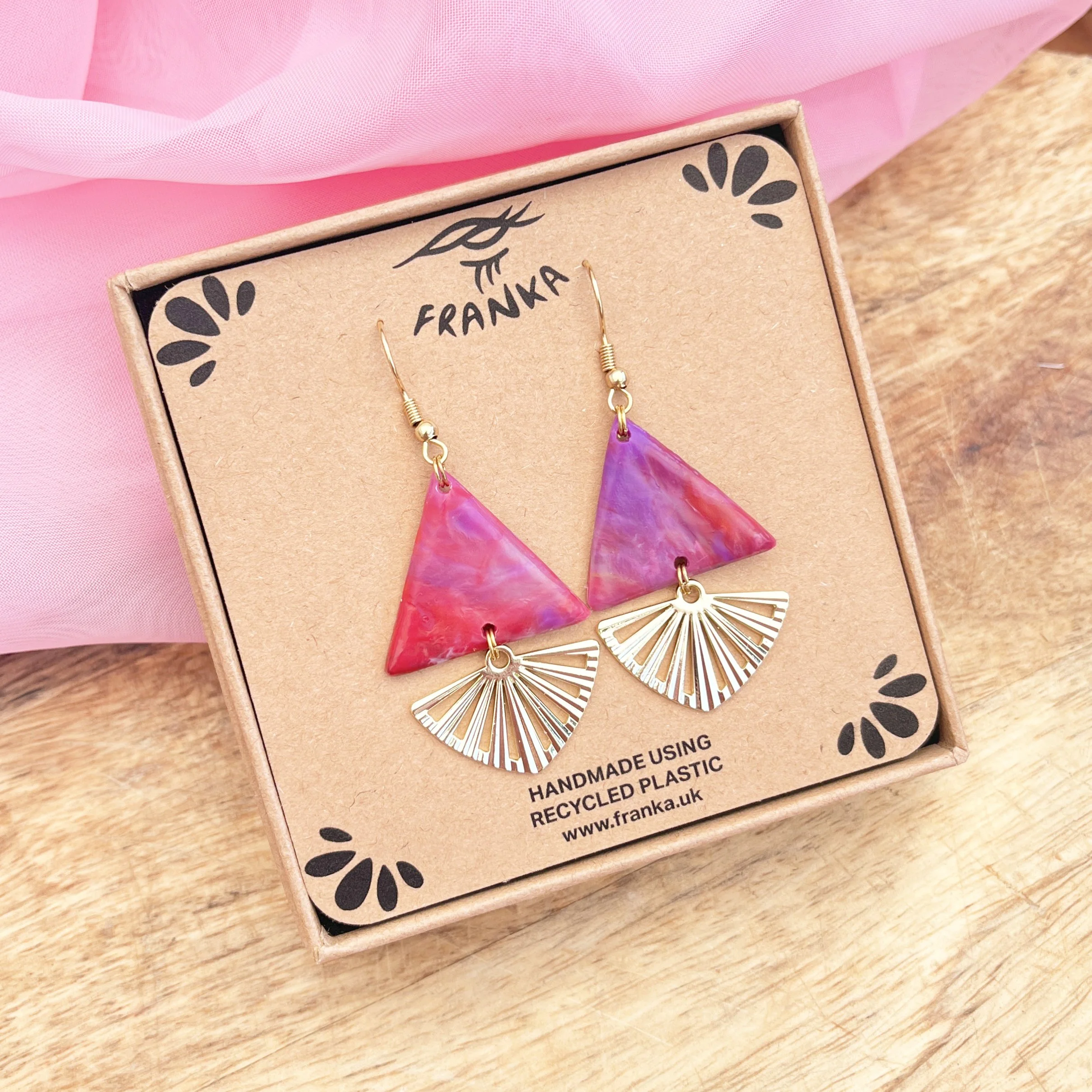 Echo (Magenta/Gold) - Recycled Plastic Earrings