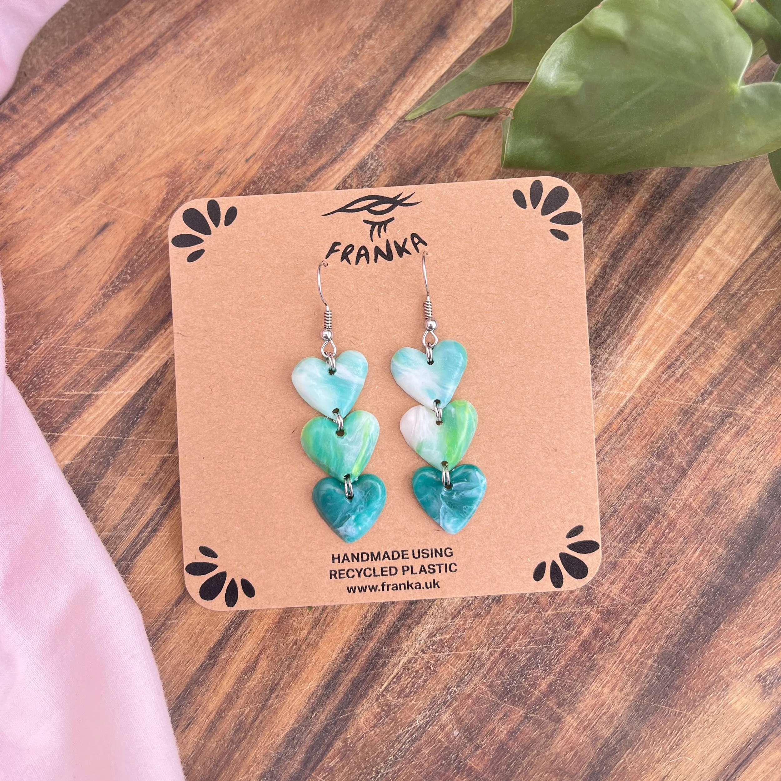 Lover (Green Mix) - Recycled Plastic Earrings - One of a Kind