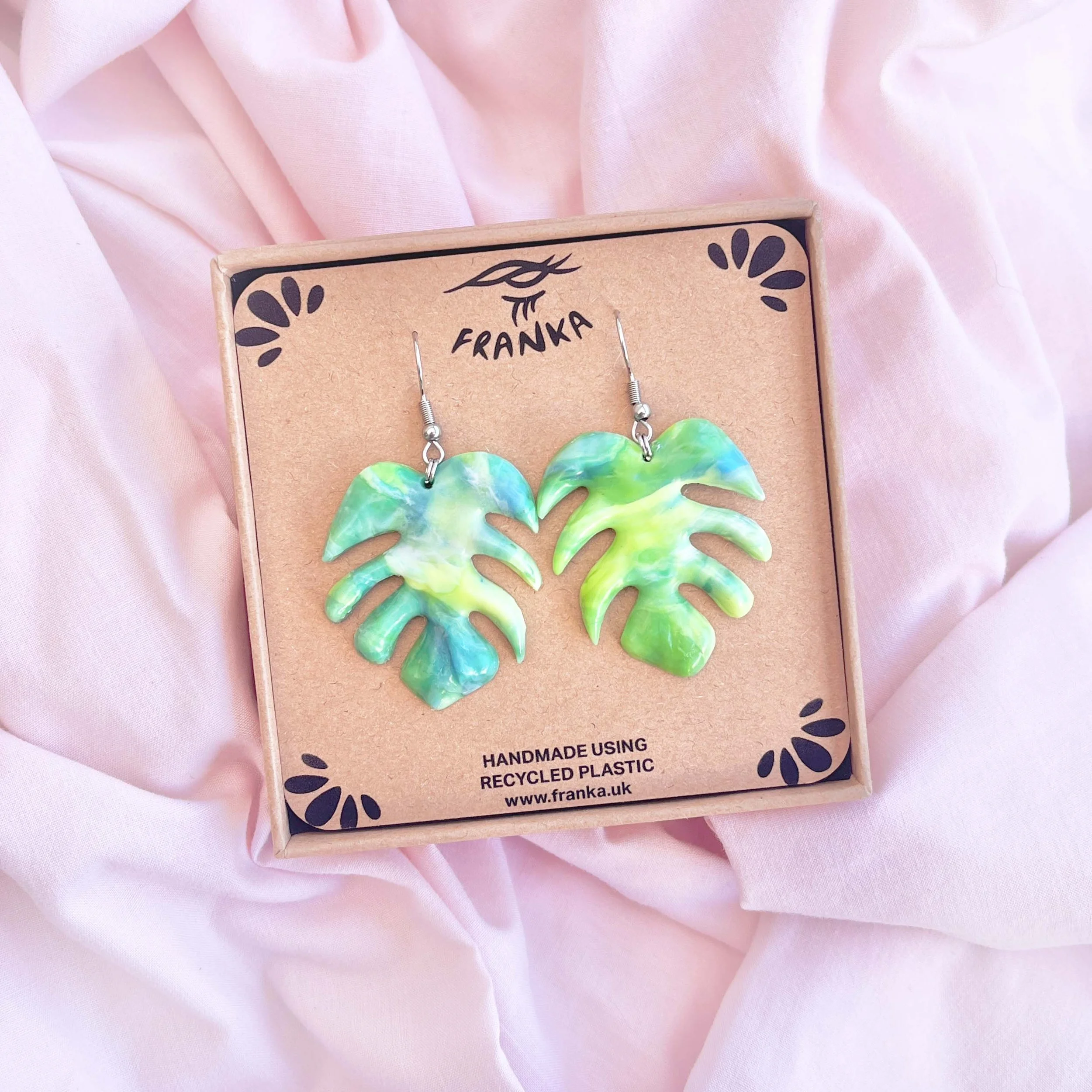 Monstera - Recycled Plastic Leaf Earrings