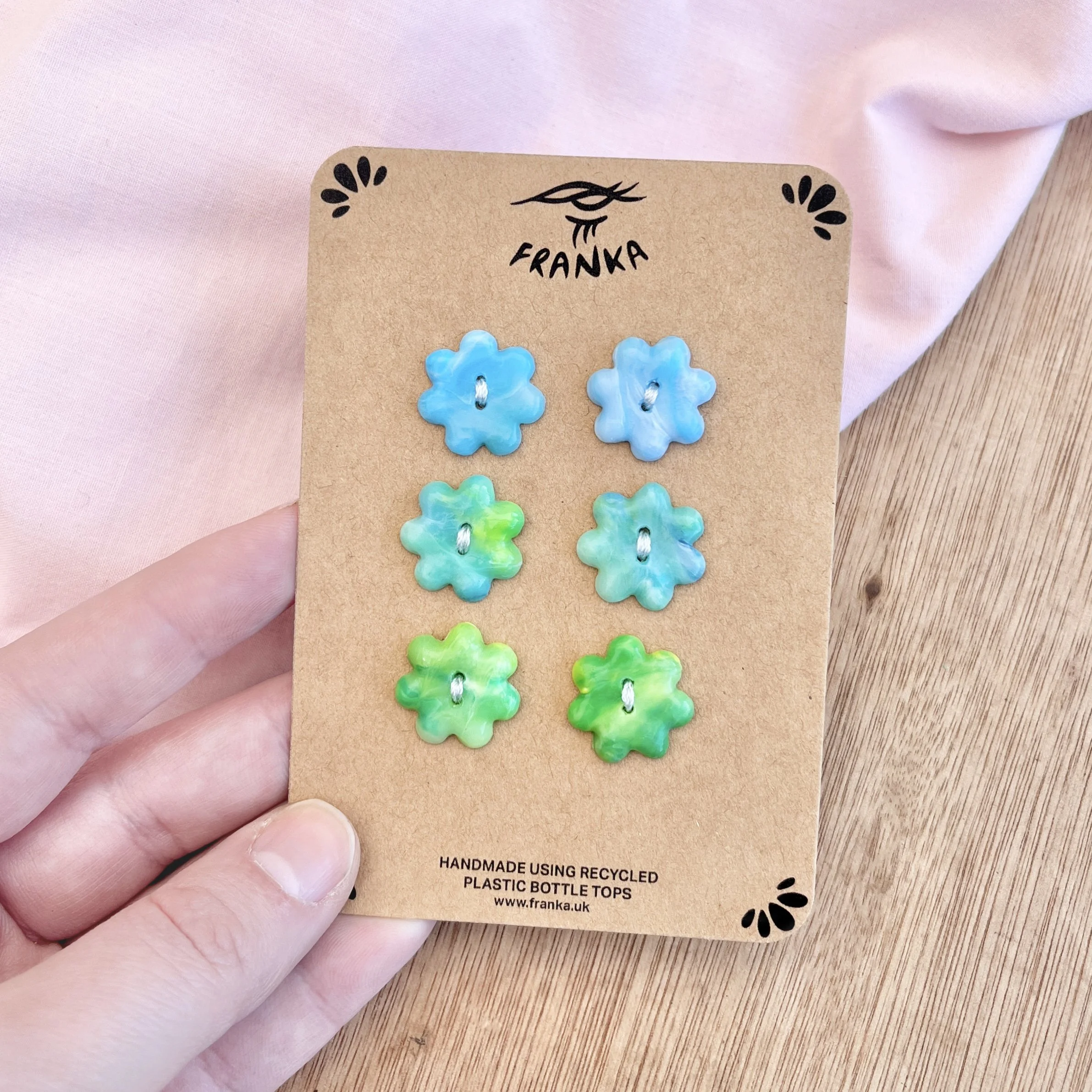 Recycled Plastic Buttons - Aqua Mix - One of a Kind Set