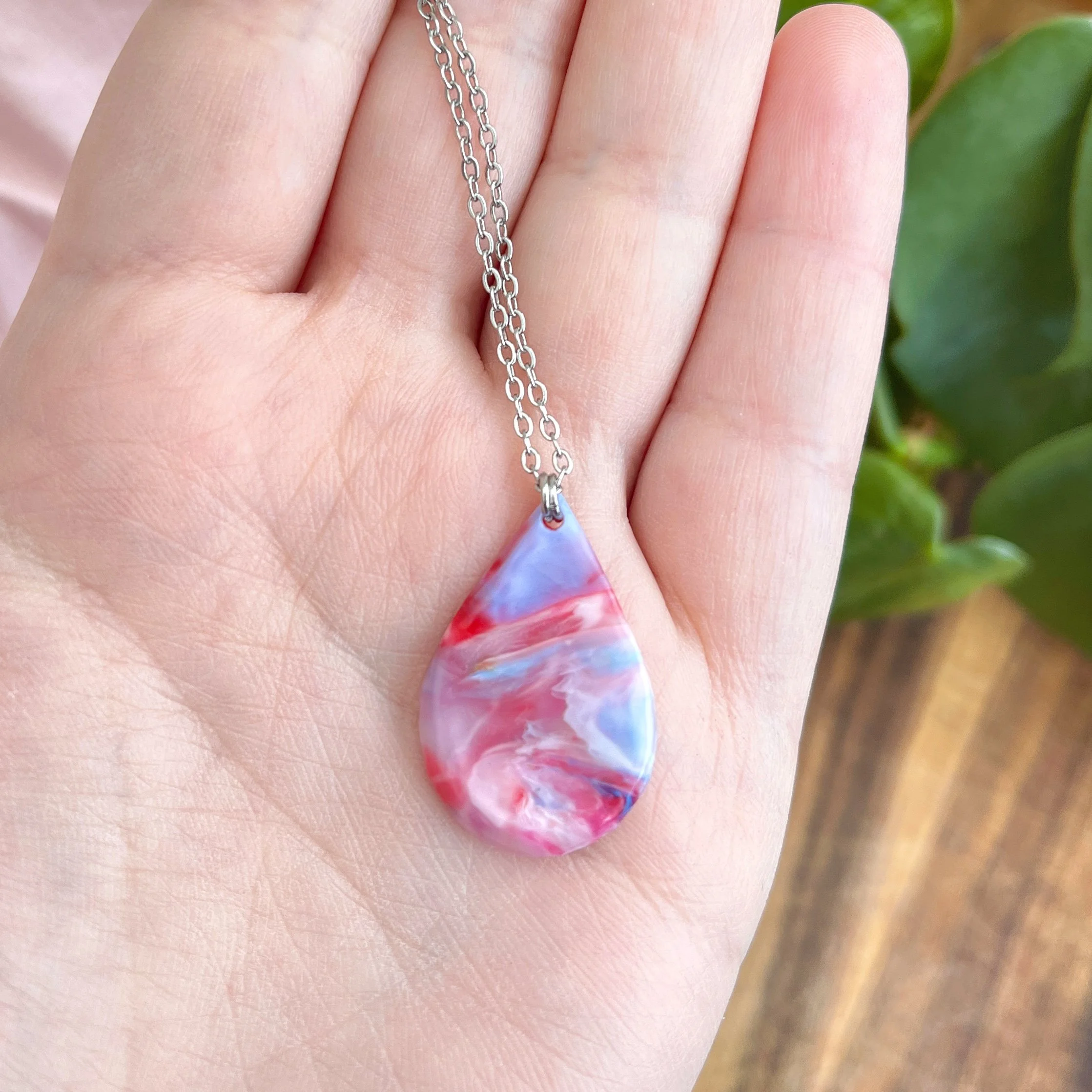 Adana (Red/Blue) - Recycled Plastic Necklace - One of a Kind