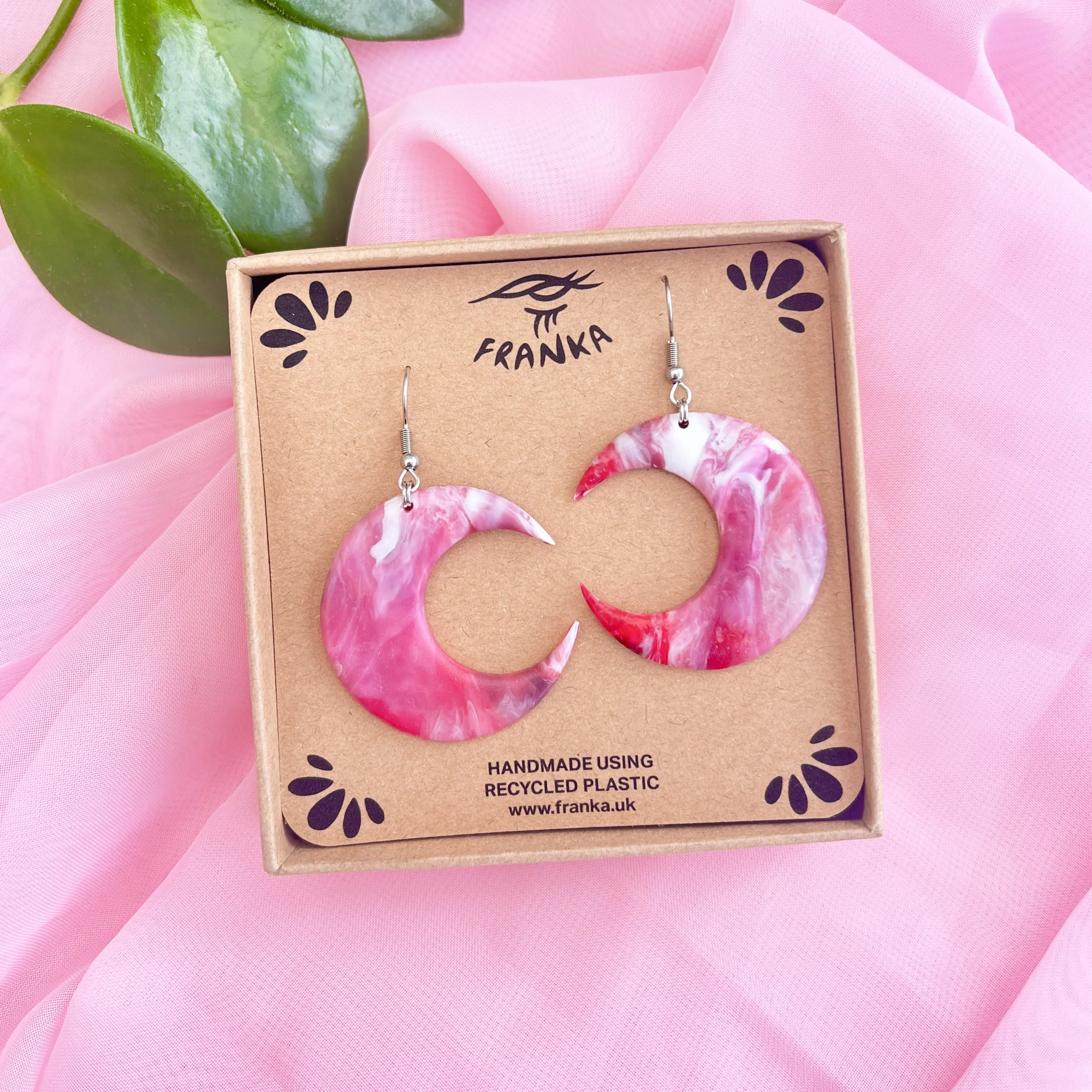 Luna - Recycled Plastic Moon Earrings - Pick Your Colour
