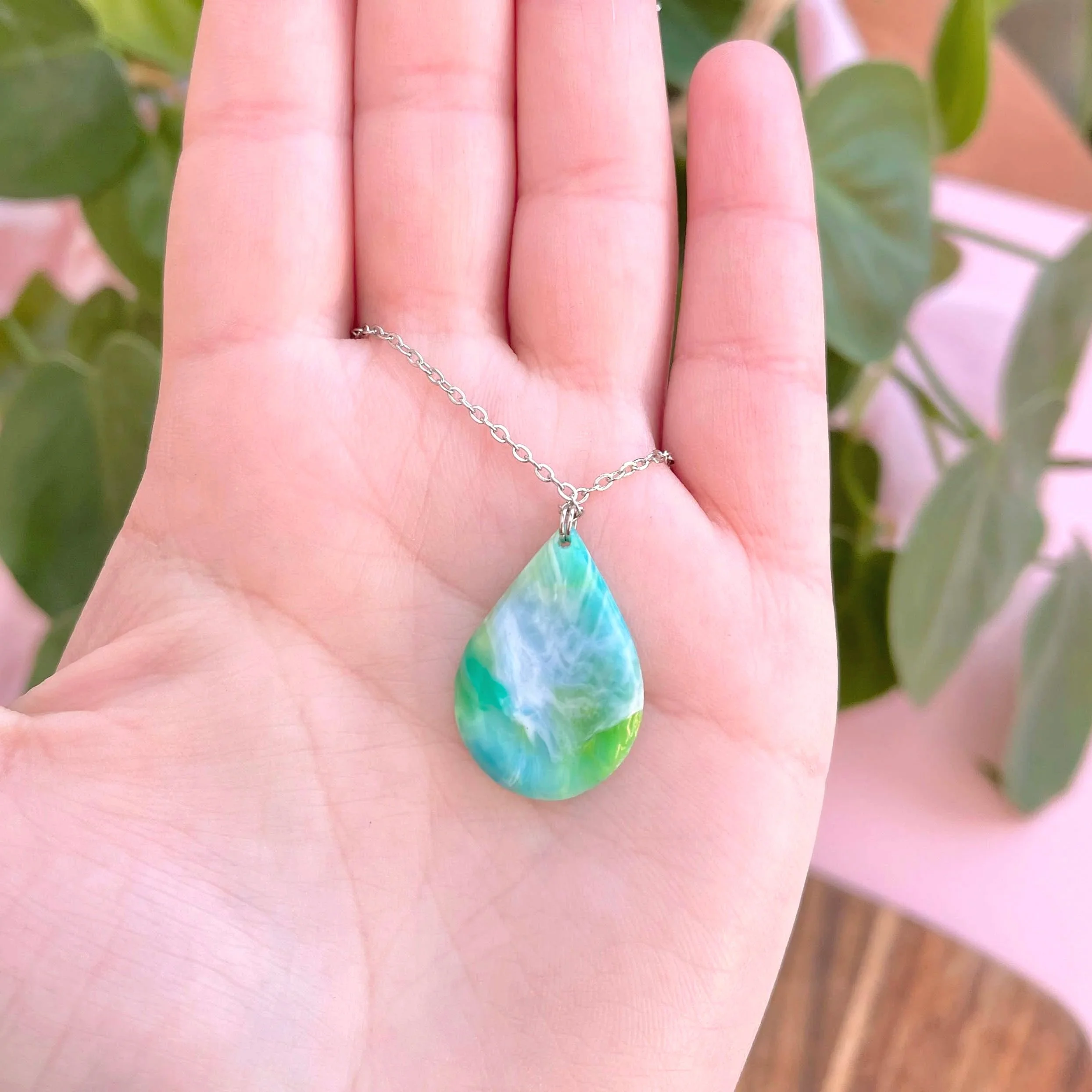 Adana (Blue/Green) - Recycled Plastic Necklace - One of a Kind