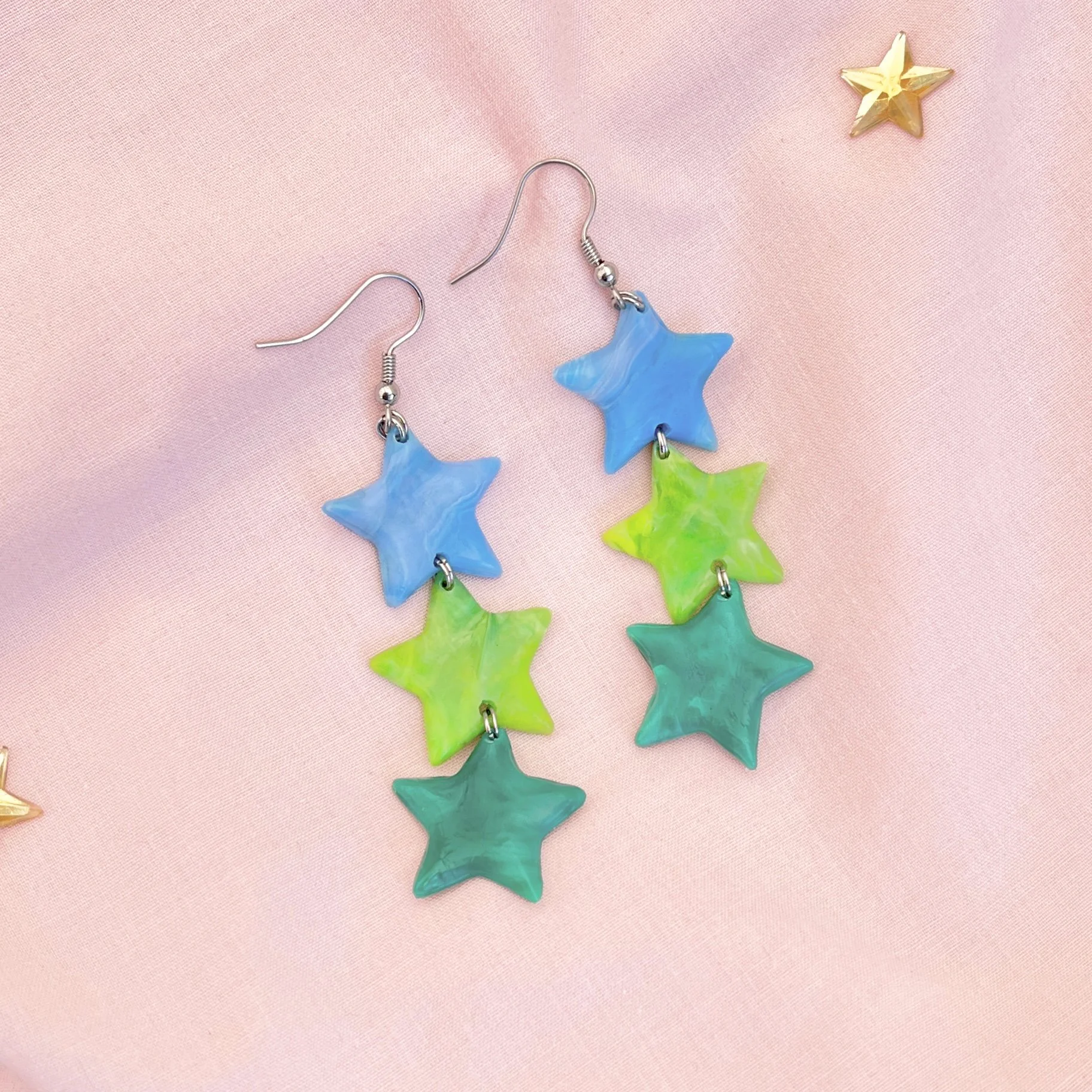 Centaurus (Blue/Green) - Recycled Plastic Earrings - One of a Kind