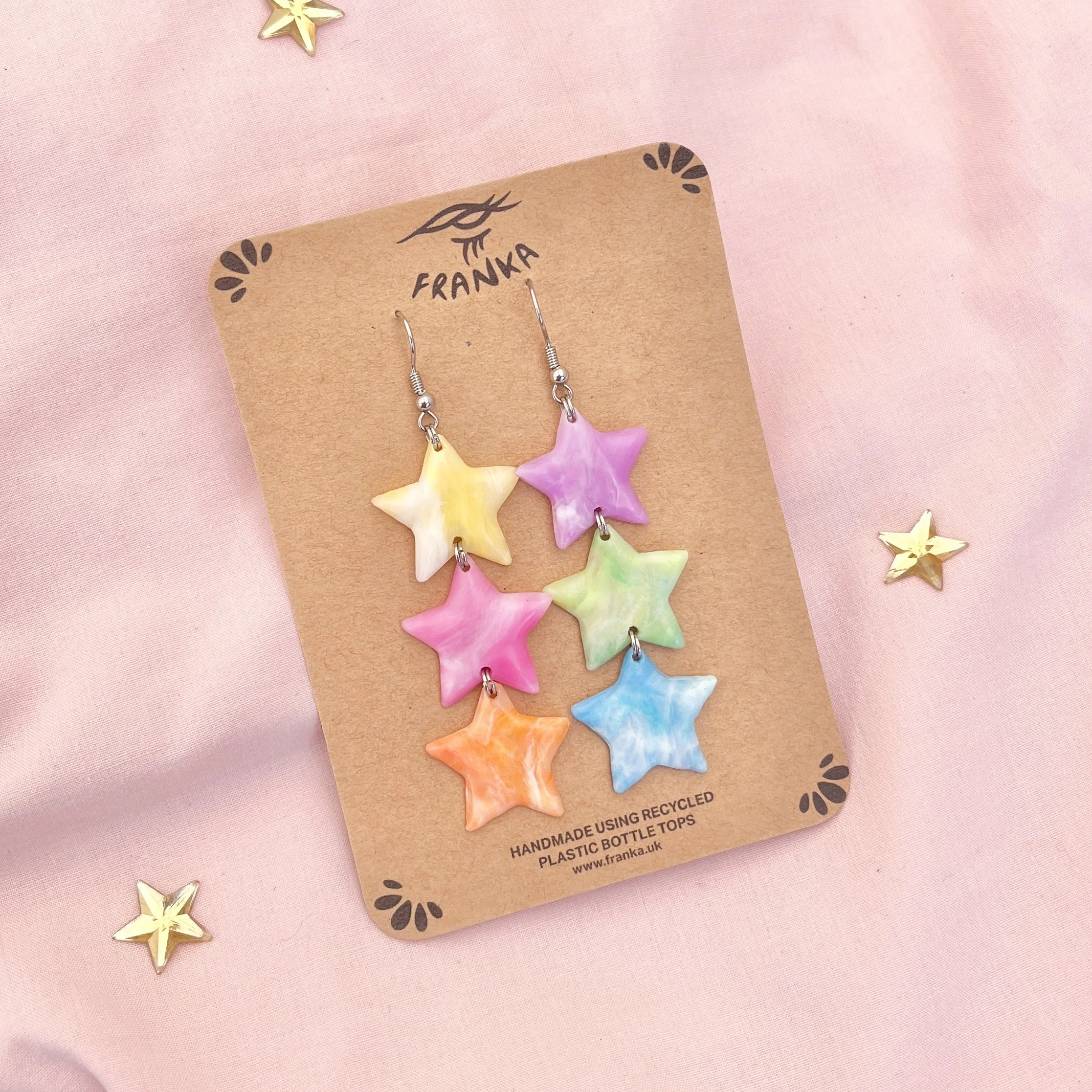 Centaurus (Multicoloured Pastel) - Recycled Plastic Earrings - One of a Kind