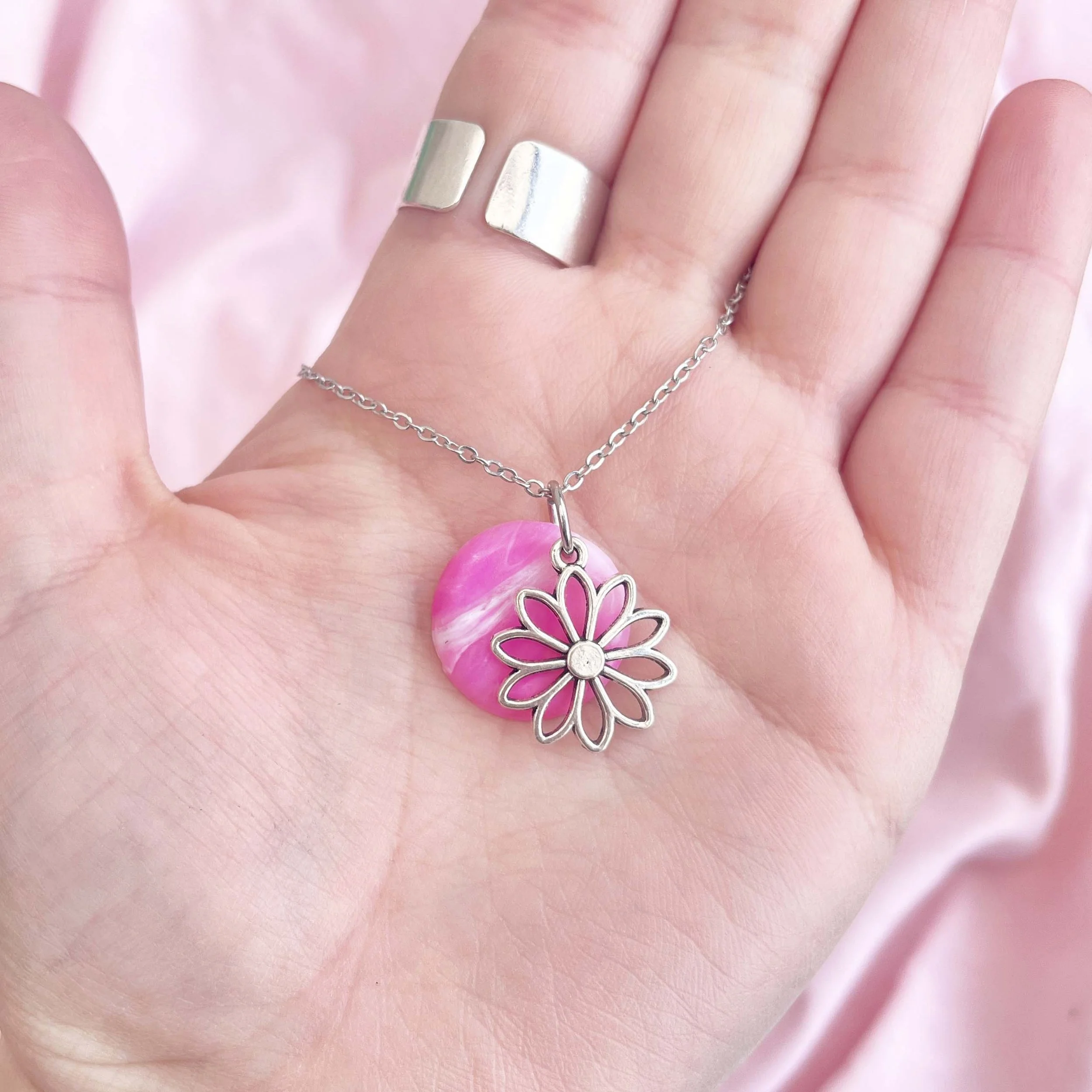 Rosa (Pink) - Recycled Plastic Necklace - One of a Kind