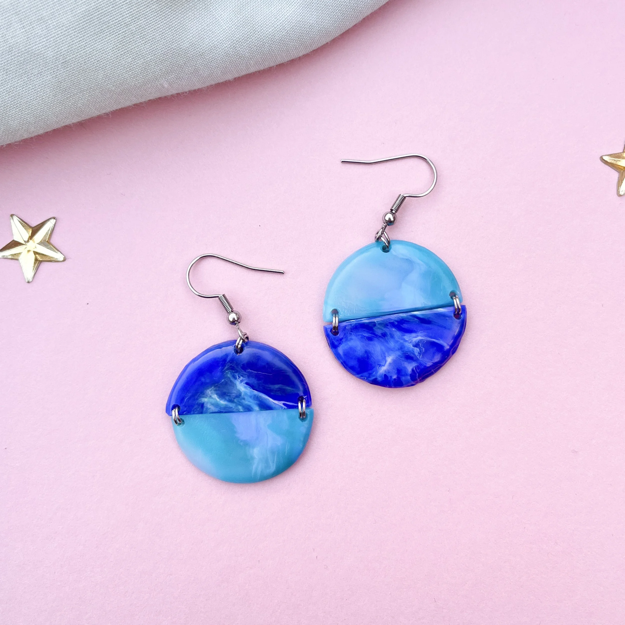 Alternates (Blue) - Recycled Plastic Earrings - One of a Kind