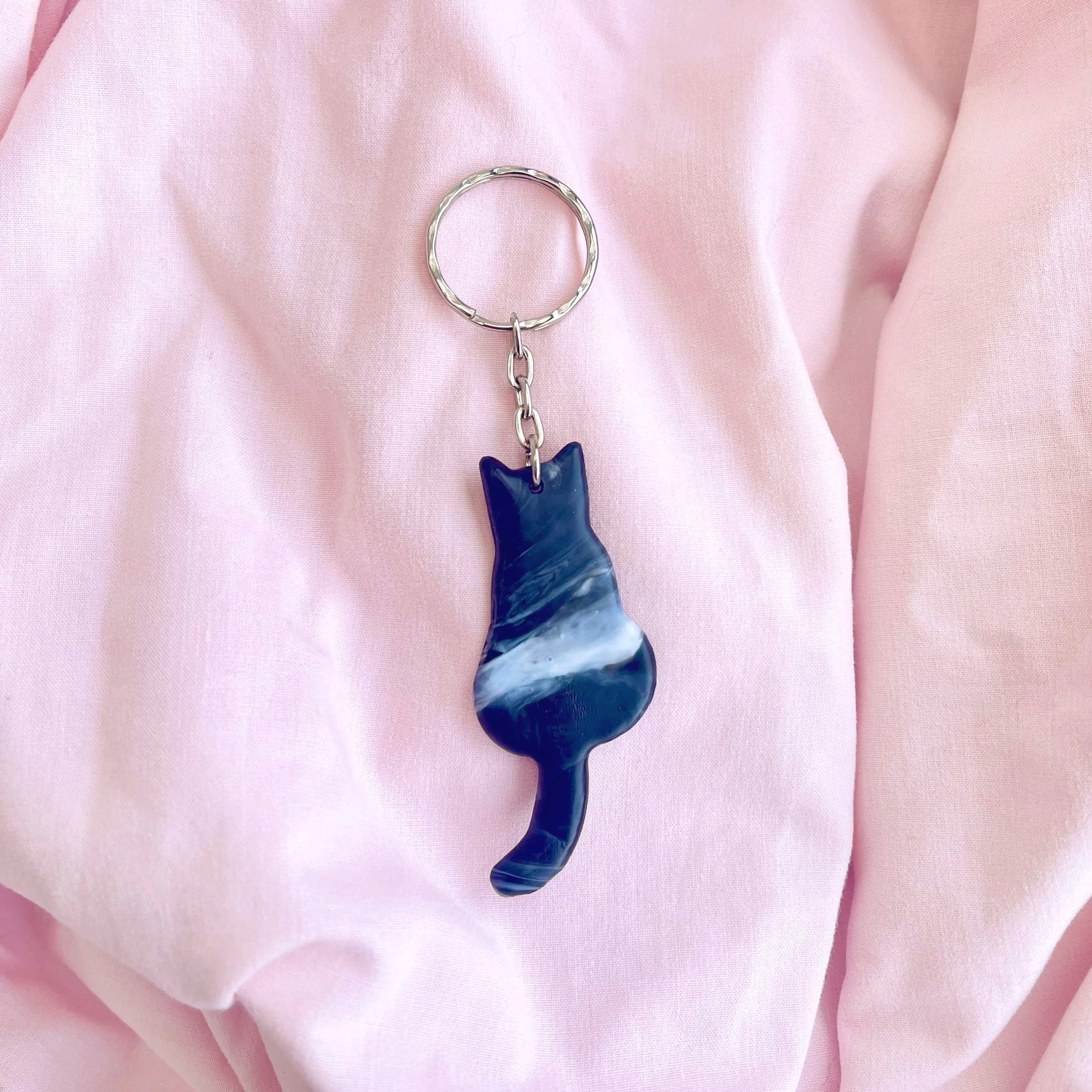 Cat - Recycled Plastic Keyring - One of a Kind