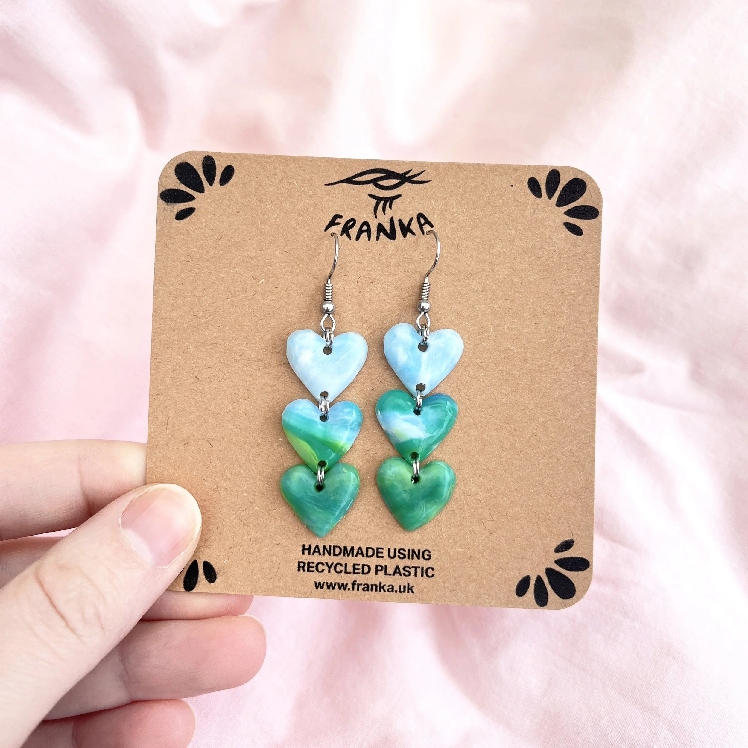 Lover (Aqua/Green) - Recycled Plastic Earrings - One of a Kind