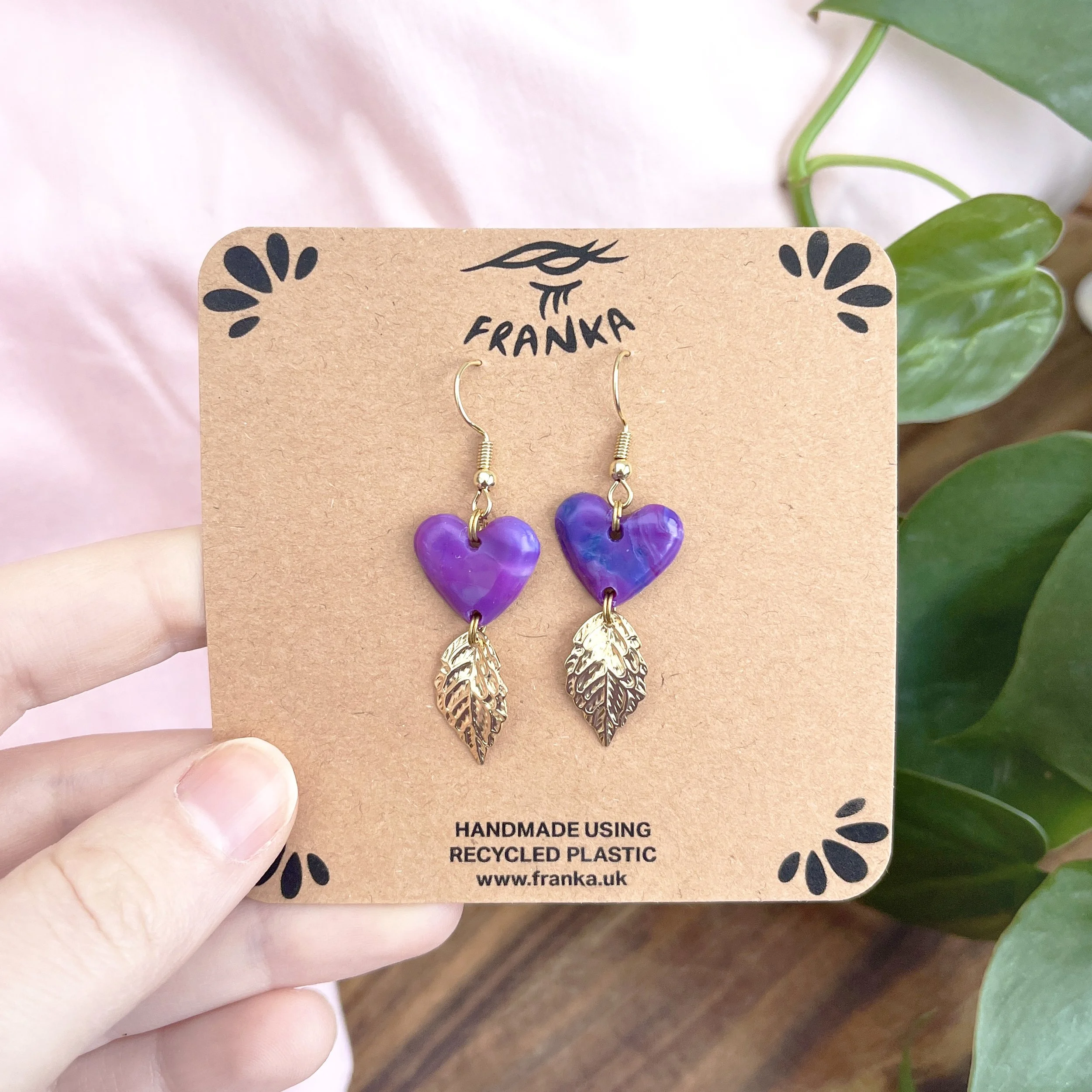 Icarus (Gold/Purple) - Recycled Plastic Earrings - One of a Kind