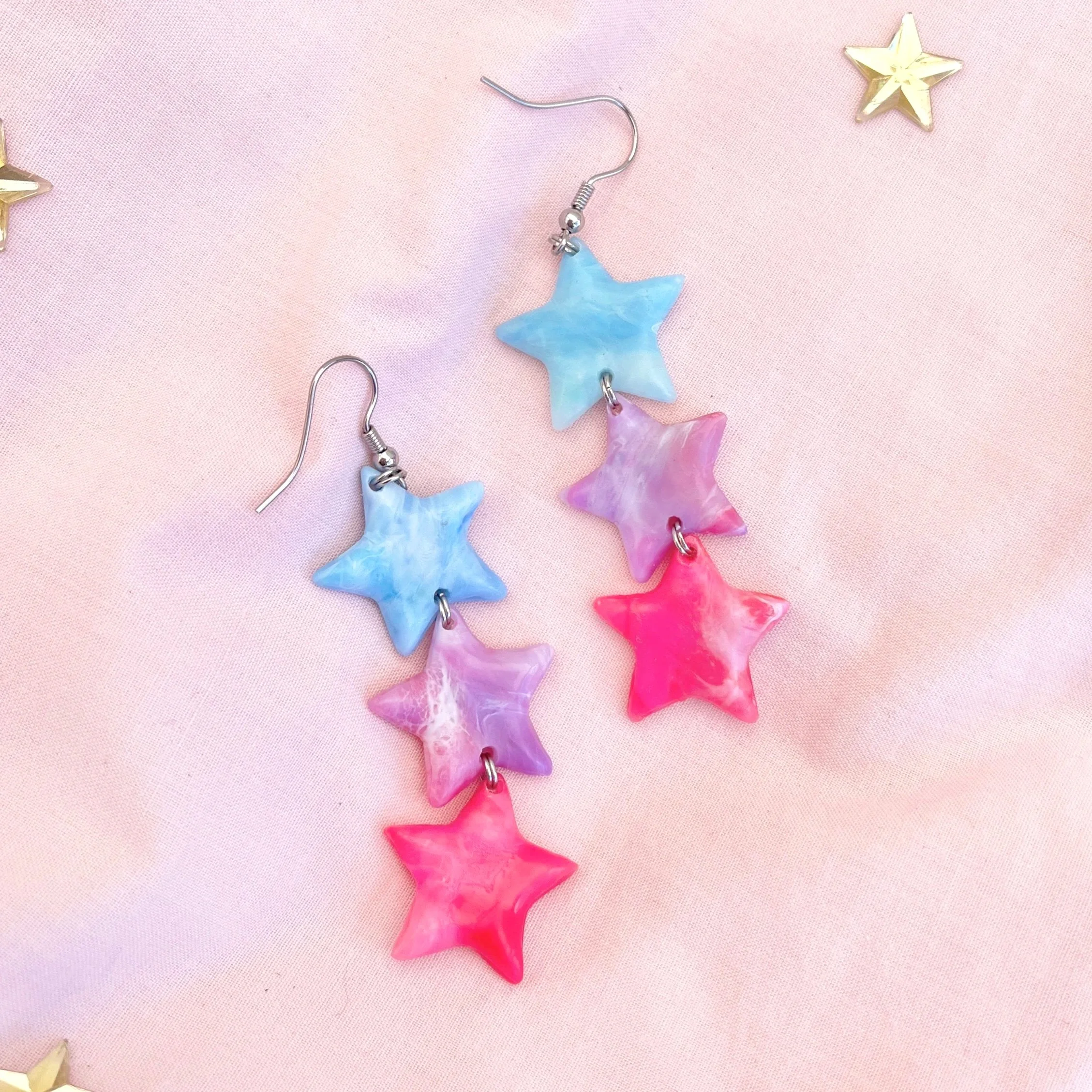 Centaurus (Blue/Purple/Pink) - Recycled Plastic Earrings - One of a Kind