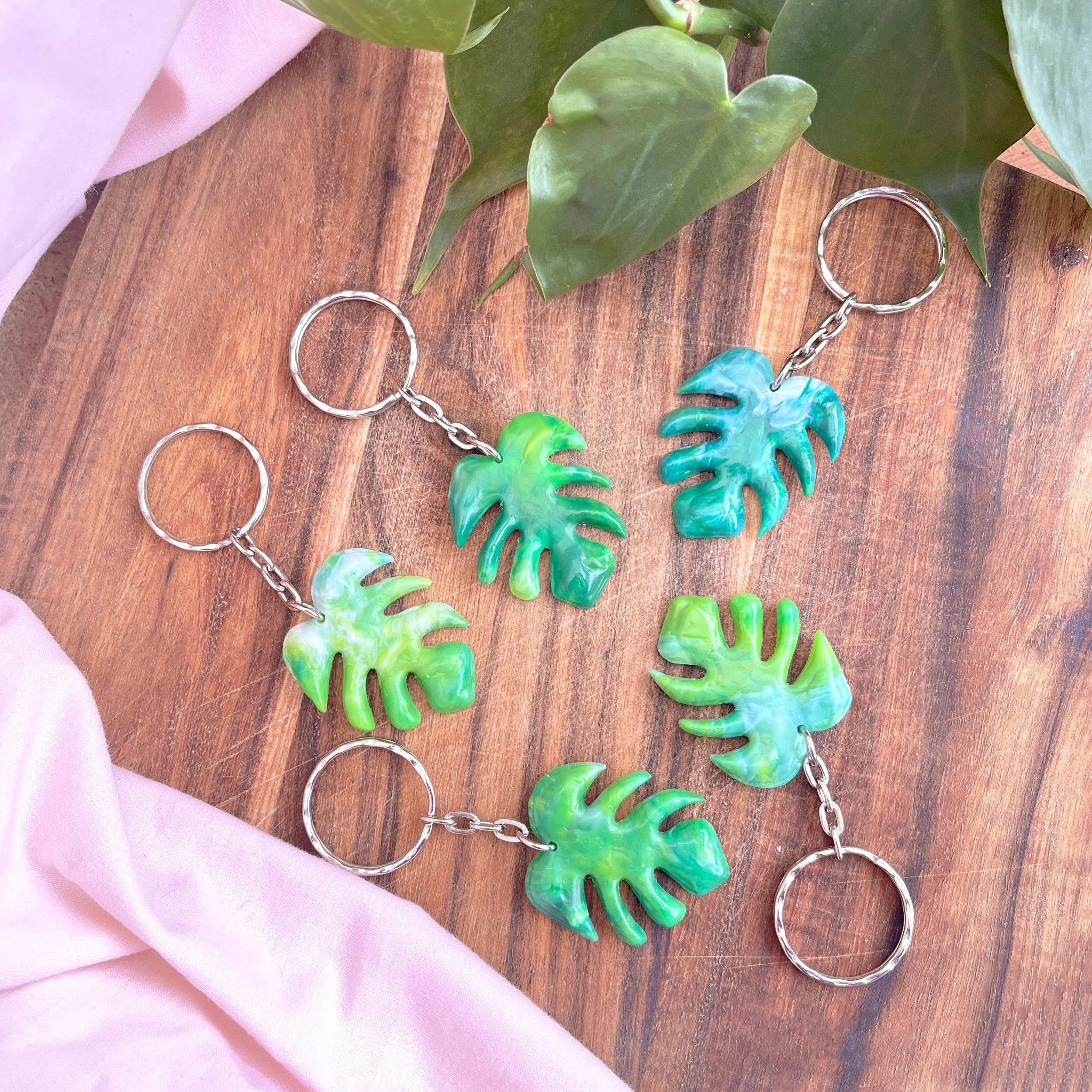 Monstera (Choose Your Colour) - Recycled Plastic Keyrings