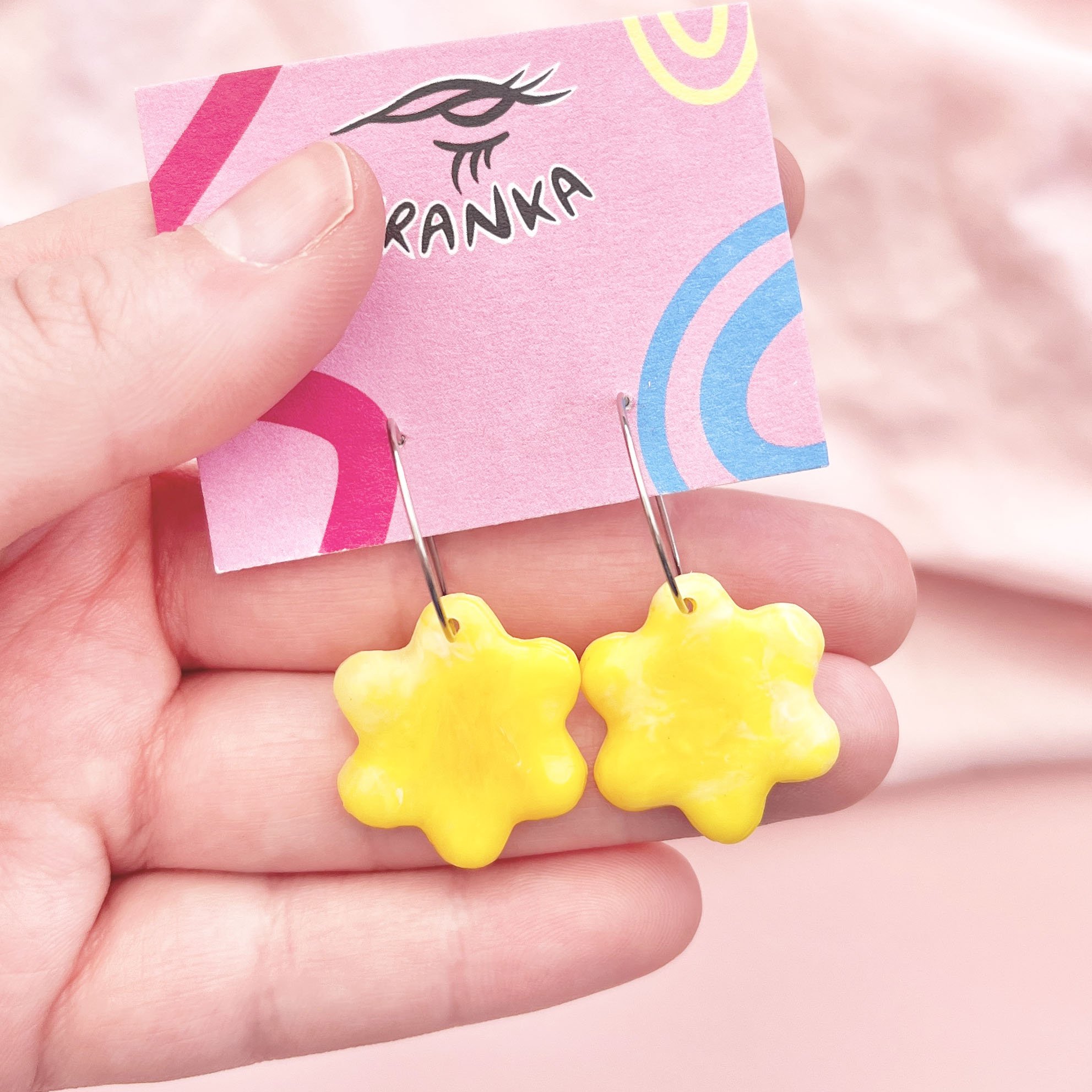 Janet (Yellow) - Recycled Plastic Hoop Earrings - One of a Kind