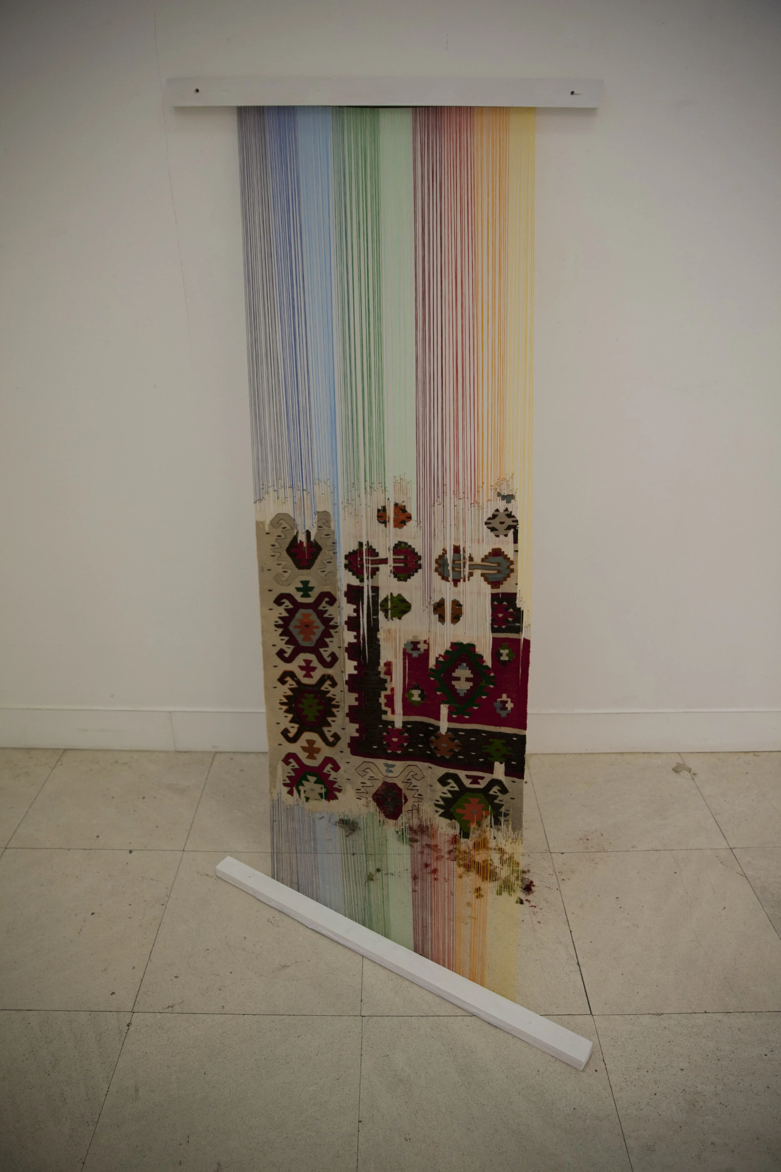Ana Vujović, Kanonatra, Found and "repaired" woven kilim, dimensions: 85cm x 190cm