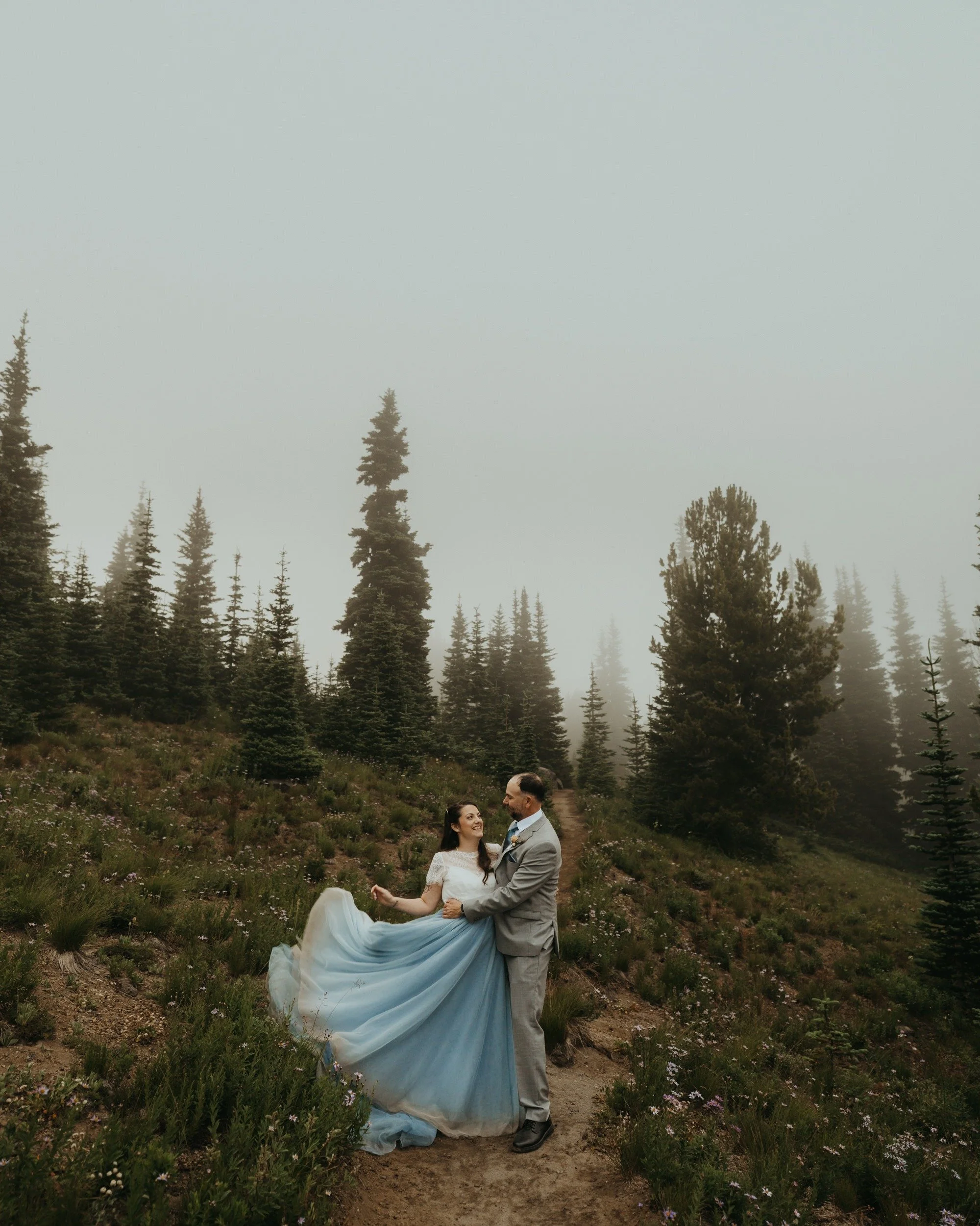 A few moments from this misty morning elopement at Mount Rainier. Even when the mountain stayed shy &mdash; these two didn't let it stop them from having the time of their lives 💓 every time I look back through these I can't help but smile!

Also ca