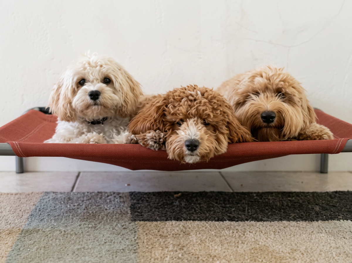 Group of formerly aggressive shiatsu dogs sitting peacefully together after completing our bite and fight aggression reduction board training! They came from Boca Raton, Deerfield Beach, and Lighthouse Point in Florida!