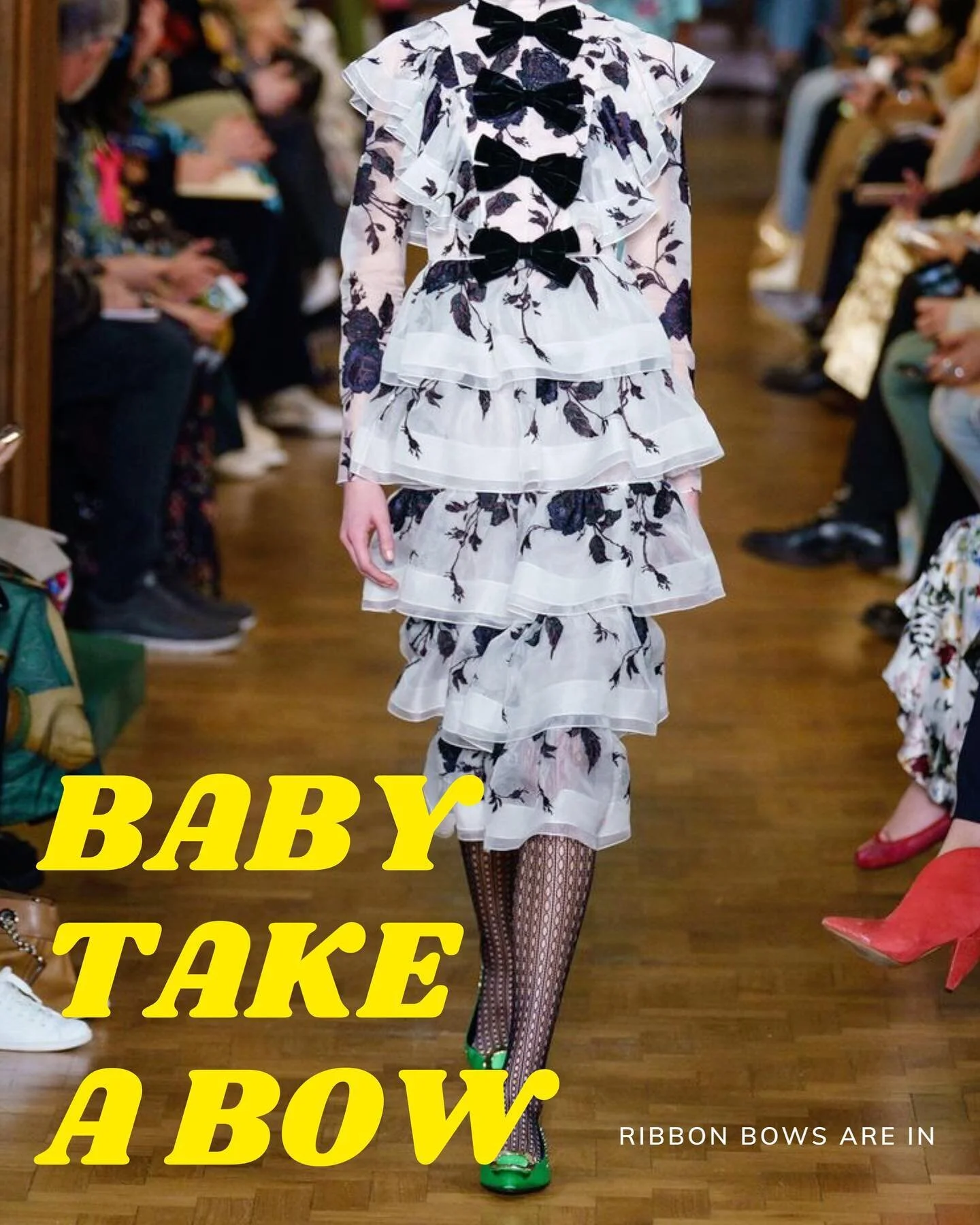 Who else is spotting black ribbon bows literally EVERYWHERE right now? ⁣
⁣
With 19th-century styles coming back in full force, ribbon bows are in tow, with designers embellishing dresses and blouses with them. ⁣
⁣
Velvet, satin, and chiffon are all f