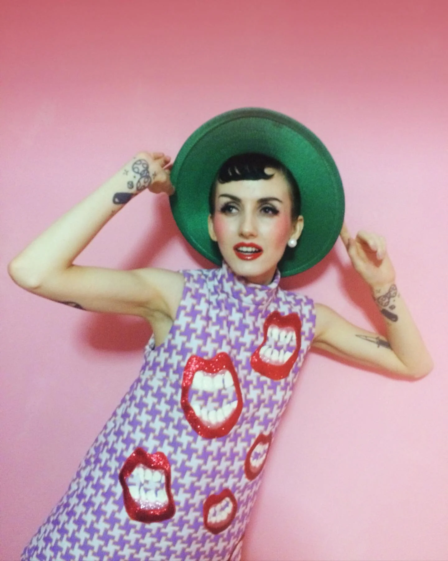 ⁣The final BONUS day of the #stylishseptember2020 challenge: pair red lipstick with any outfit! I love this photo of me from 2018 in this red lips dress I custom appliquéd so here is me having a little fun with today&rsquo;s theme, as if I wasn&rsqu