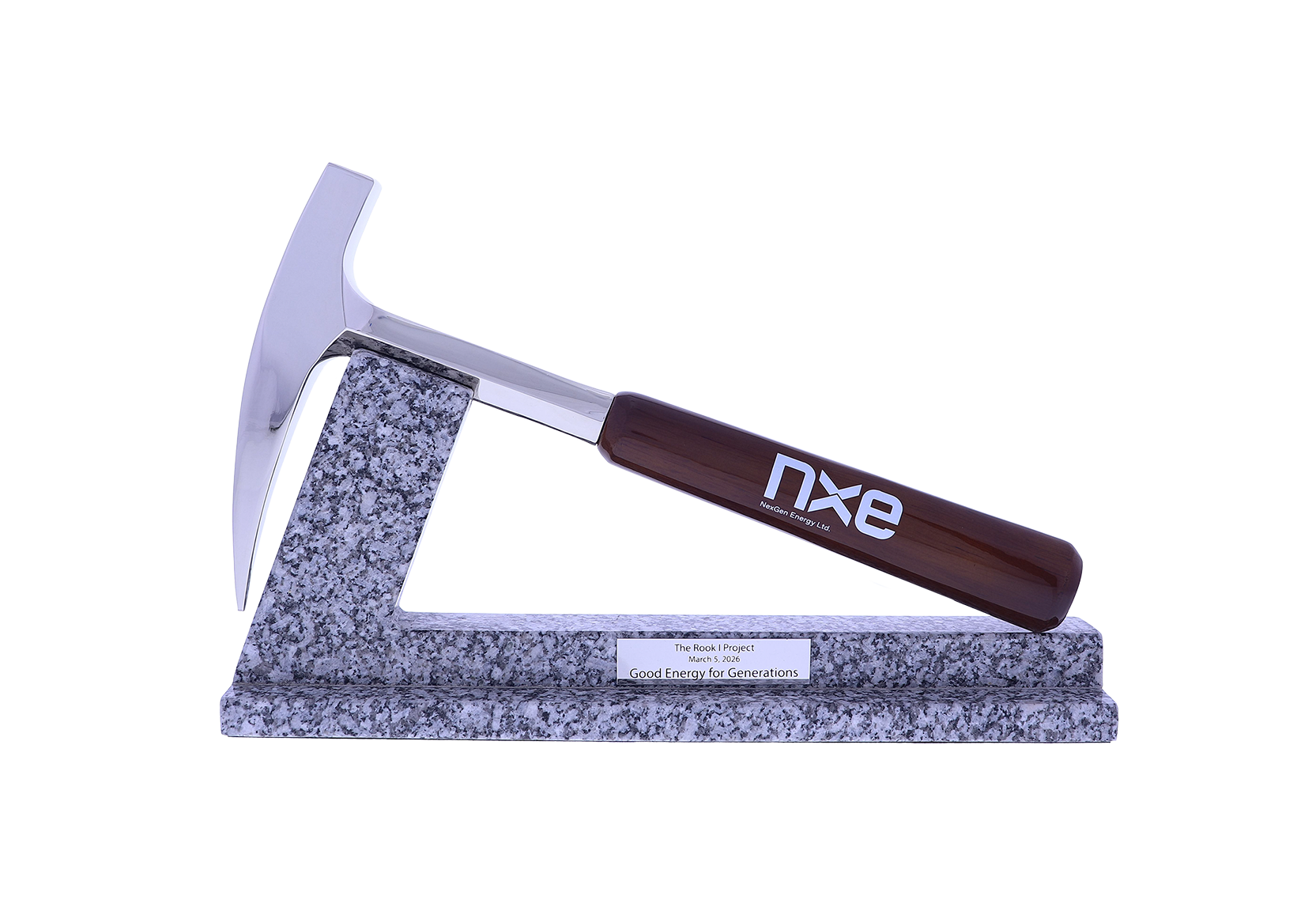 Sleek hammer atop a marble base