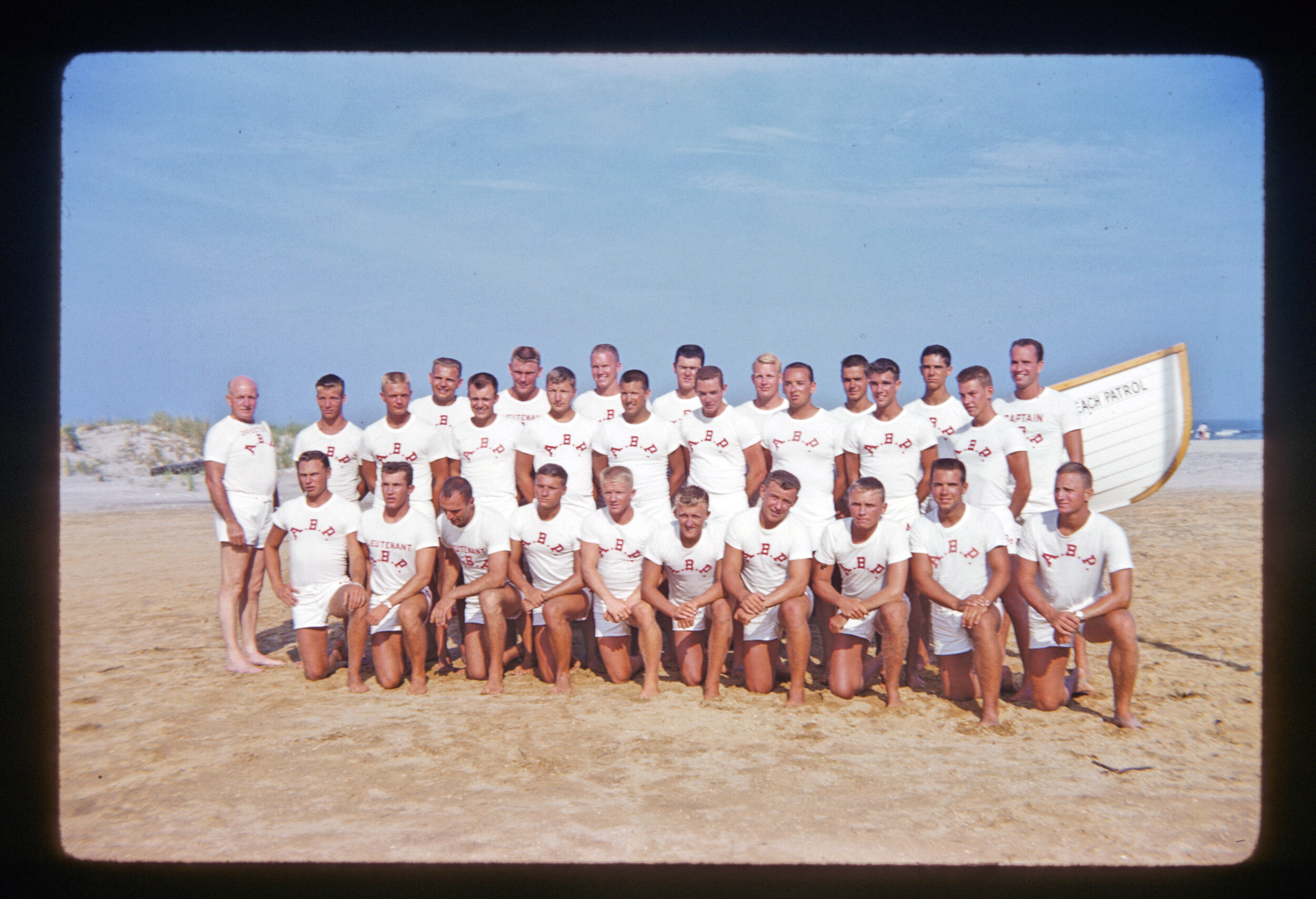 The 1961 Avalon Beach Patrol poses at the 21st Street beach.