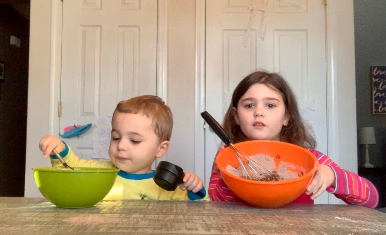 Mikey and Maddie enjoy baking.