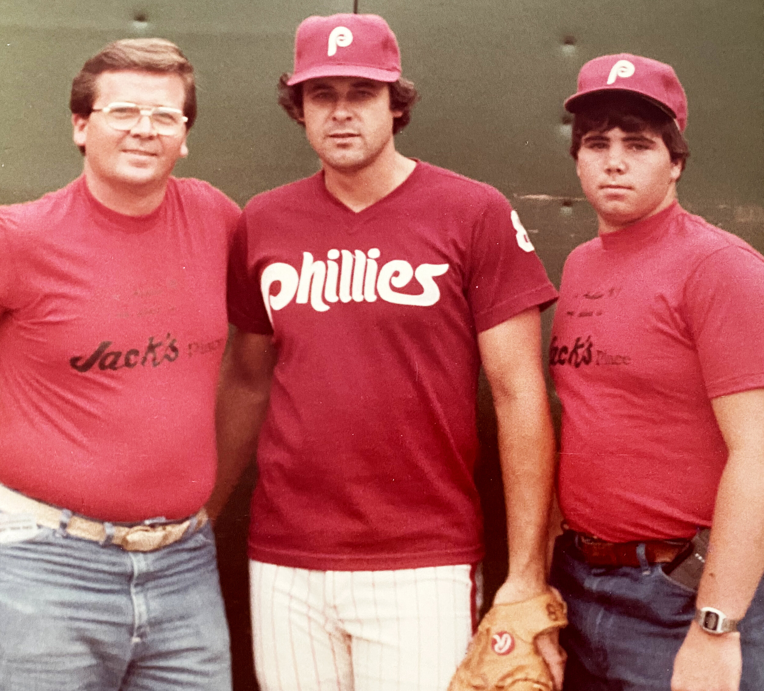 Jack with his son Jay along with Phillies catching great Bob Boone