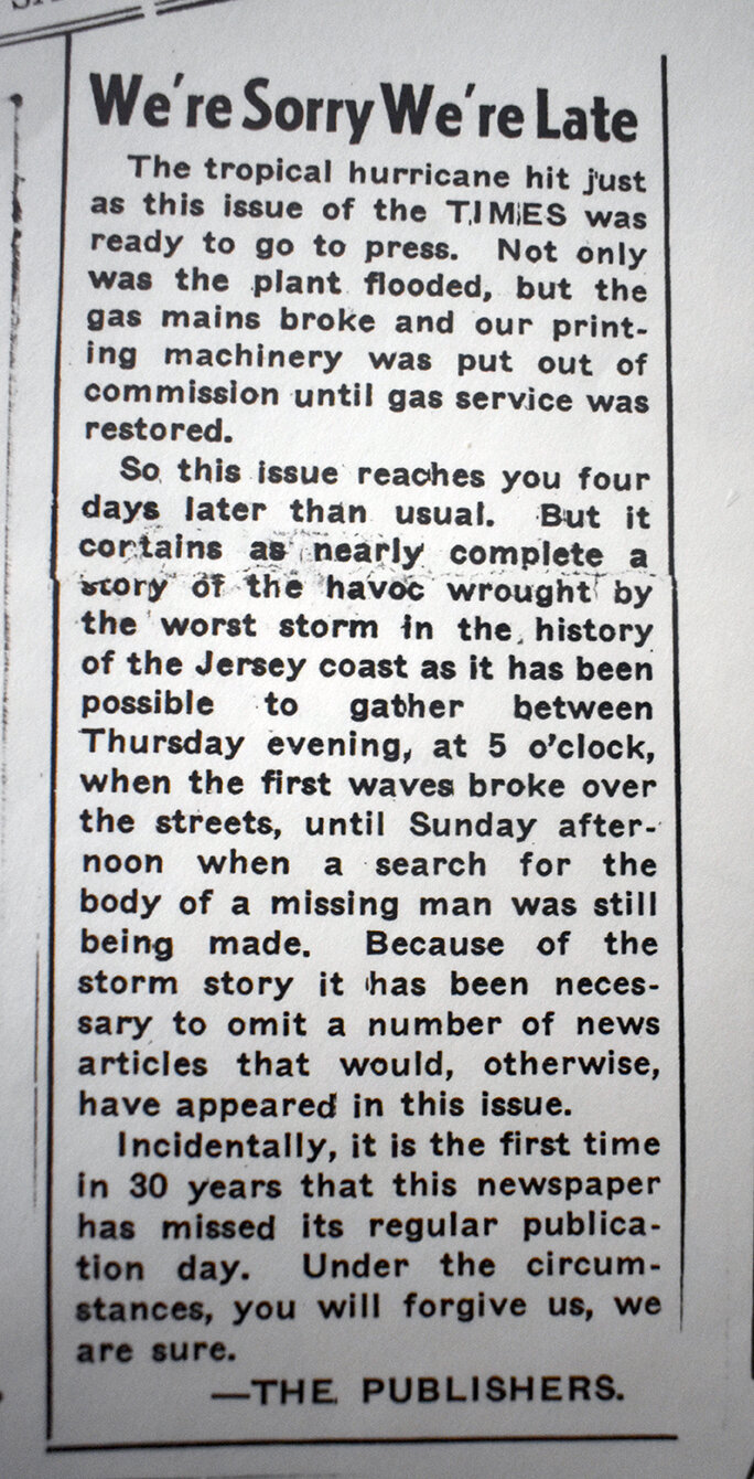 Excerpt from Cape May County Times, the local newspaper at the time.
