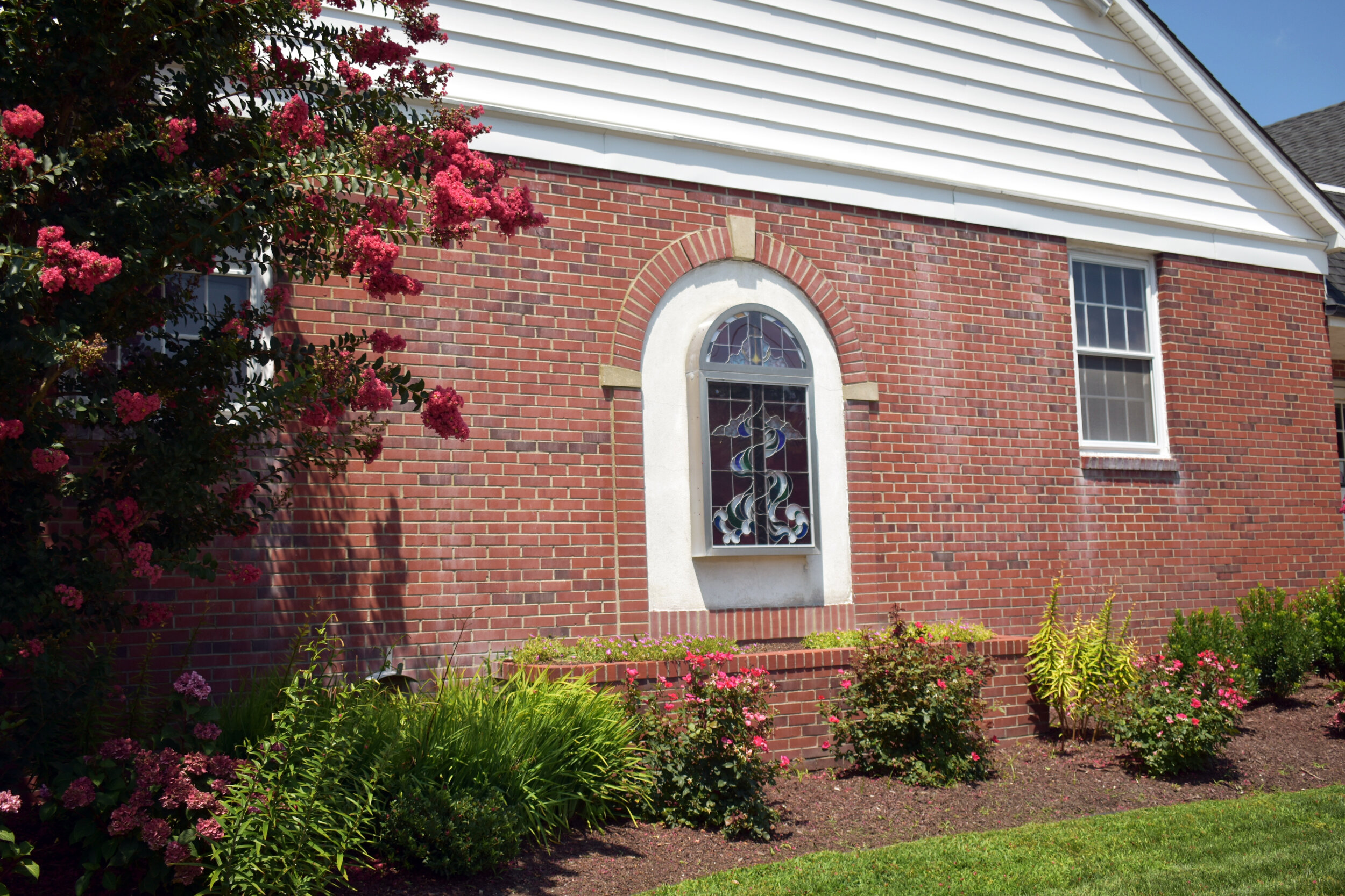 A look at the new window from the outside of the First United Methodist Church.