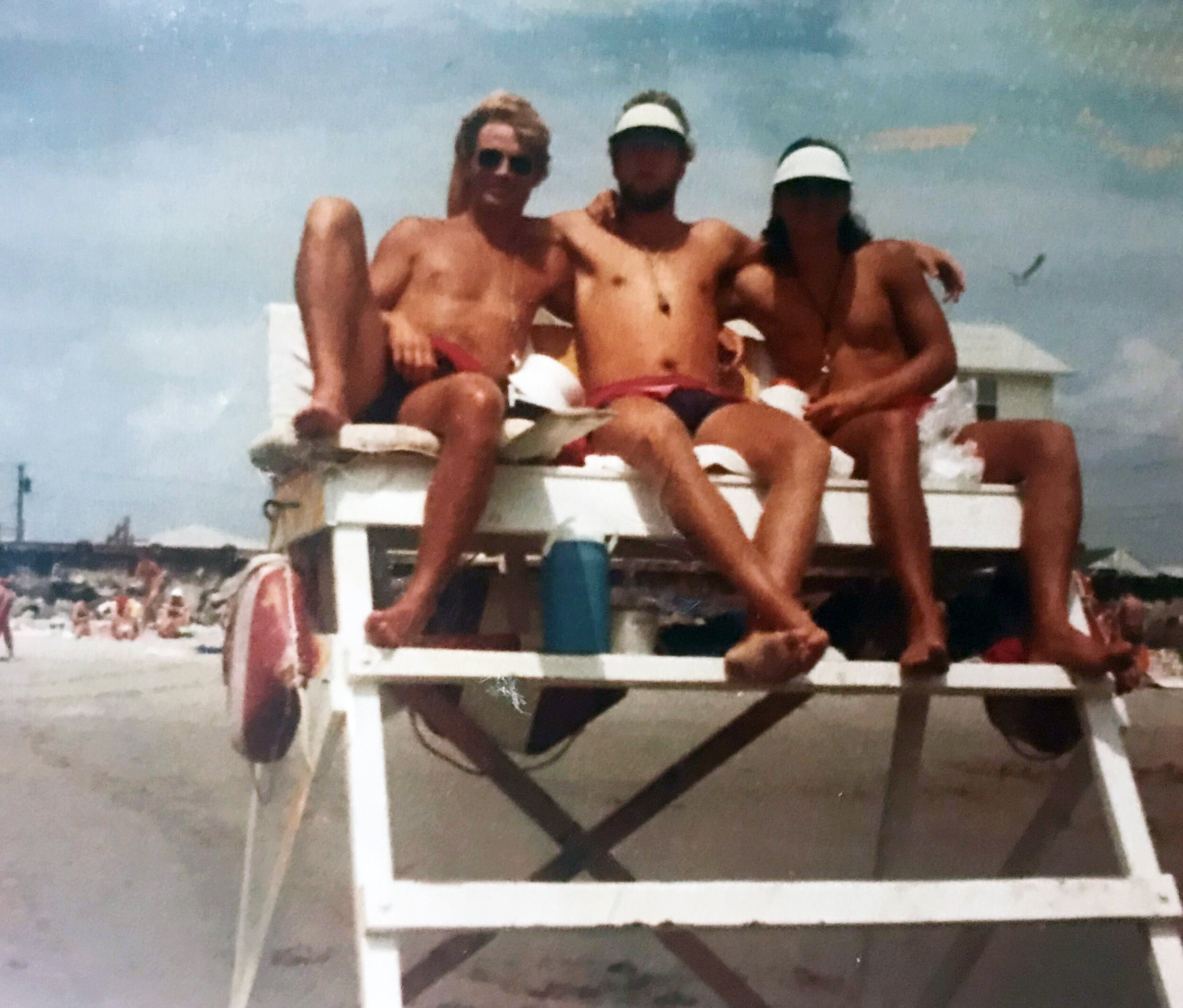 On the beach in Stone Harbor circa 1990s (from left):  Rickey Mellor, John Lockery and Chris Armao.