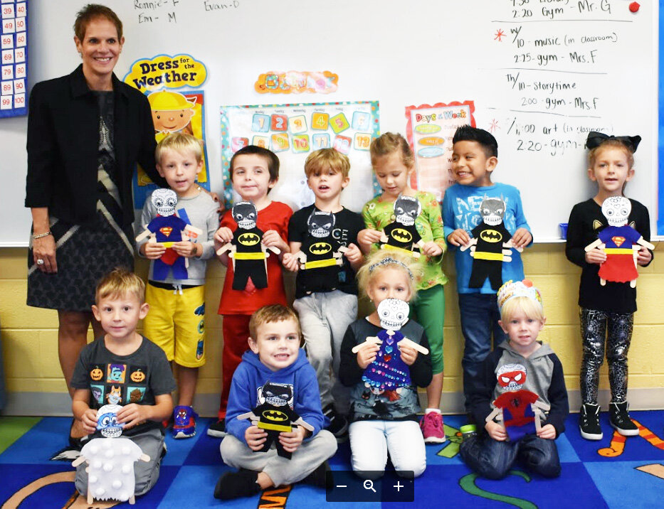 The Pre-K4 class with their Halloween creations in Senora Ware’s class.