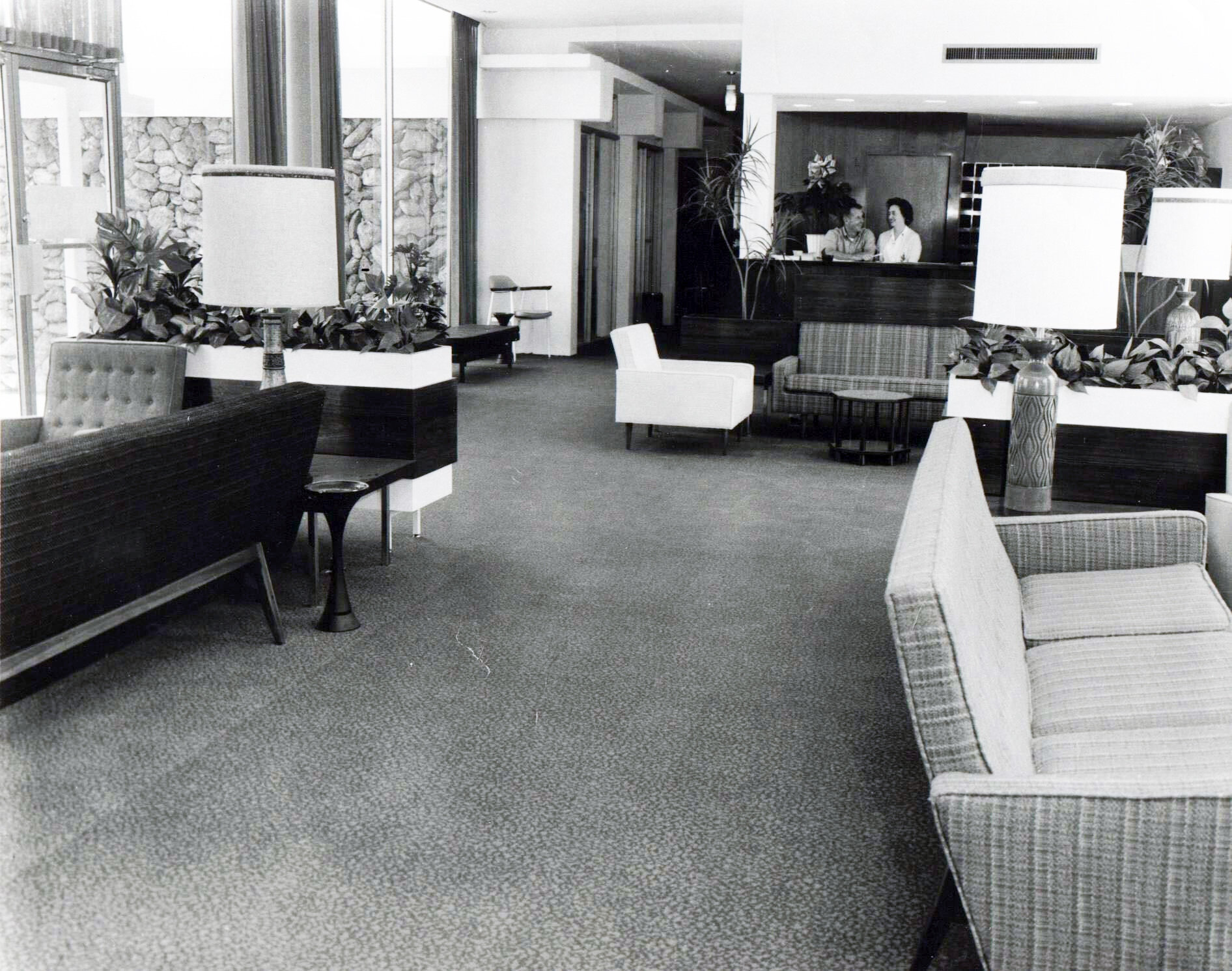 Will Morey and his wife in the lobby on opening day of the Pan American Hotel.