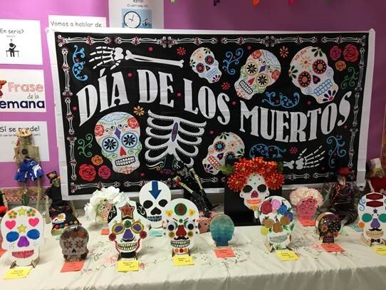 Some of the students’ art creations celebrating the Day of the Dead.