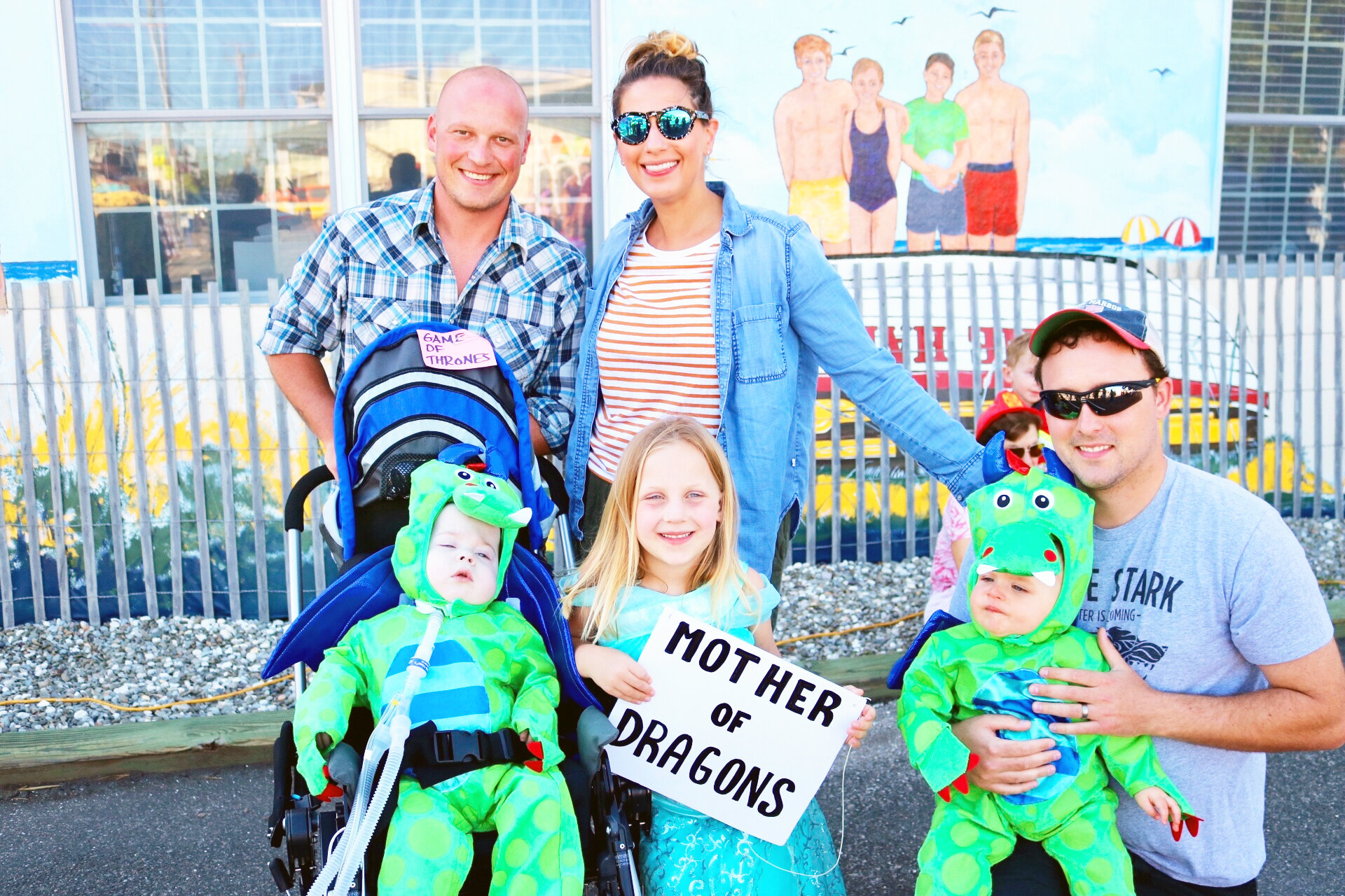 “Game of Thrones,” Max Janofsky with his children Jake and Avery Janofsky, and Julie and Denis Cunard with son Connor Cunard.