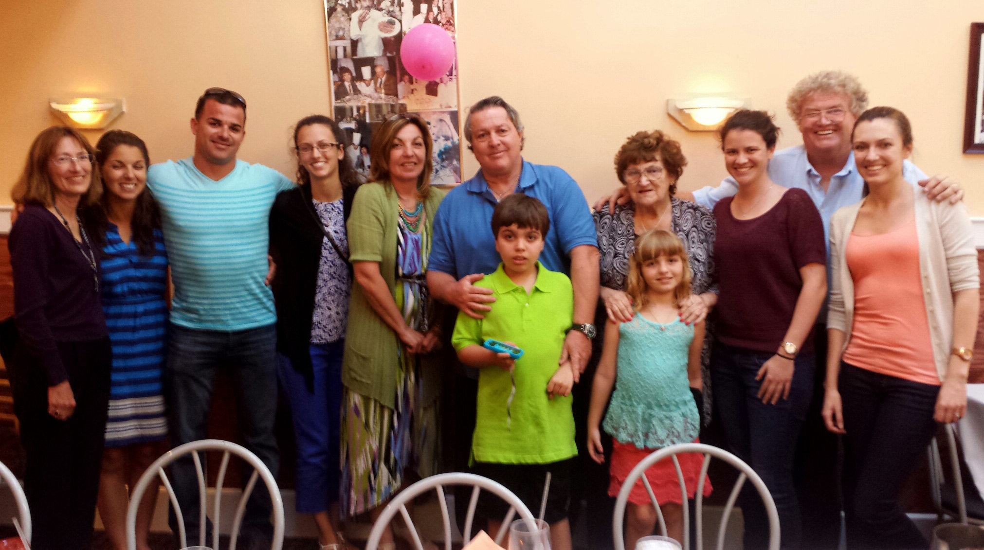 Jeanne surrounded by her children, grandchildren and great-grandchildren during a Mother’s Day gathering in Avalon, 2014.