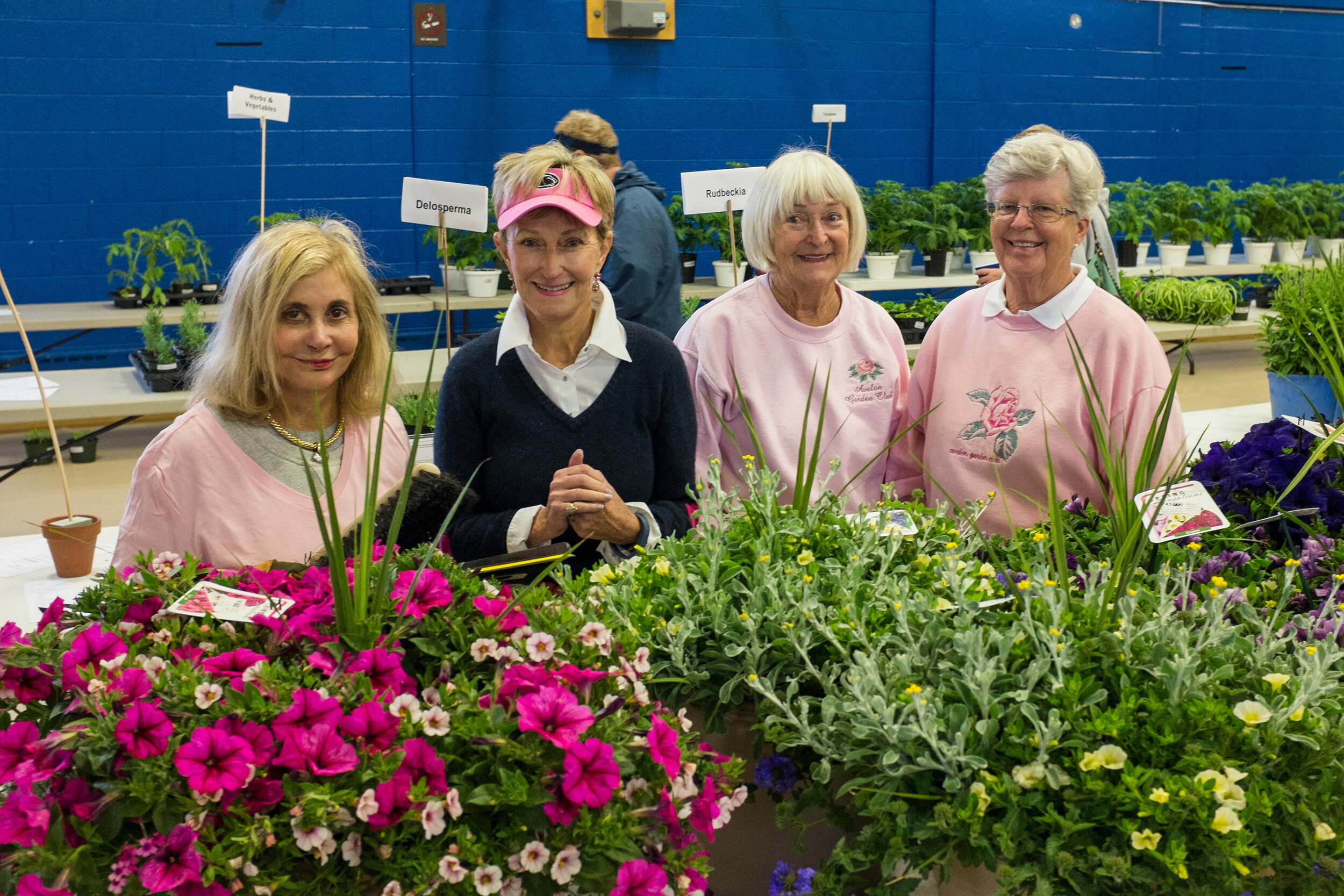 Avalon Garden Club Members- Babs DeLorey, Peggy Grass, Judi Trimble, and Serena Smith at the annual Plant Sale.