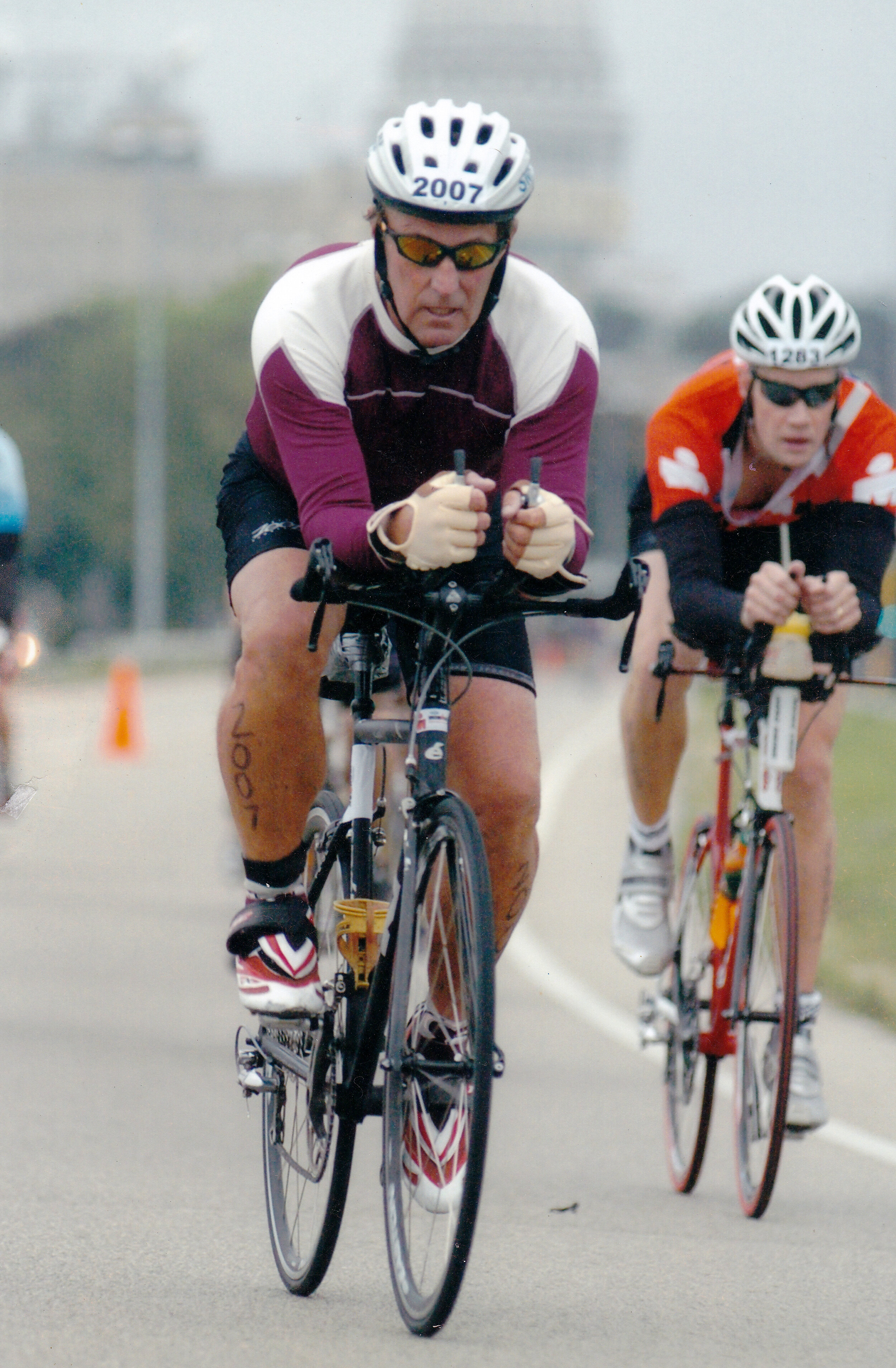 Mike Smith at Ironman 2007 where he is seen in the 122.6-mile bike portion of the competition.