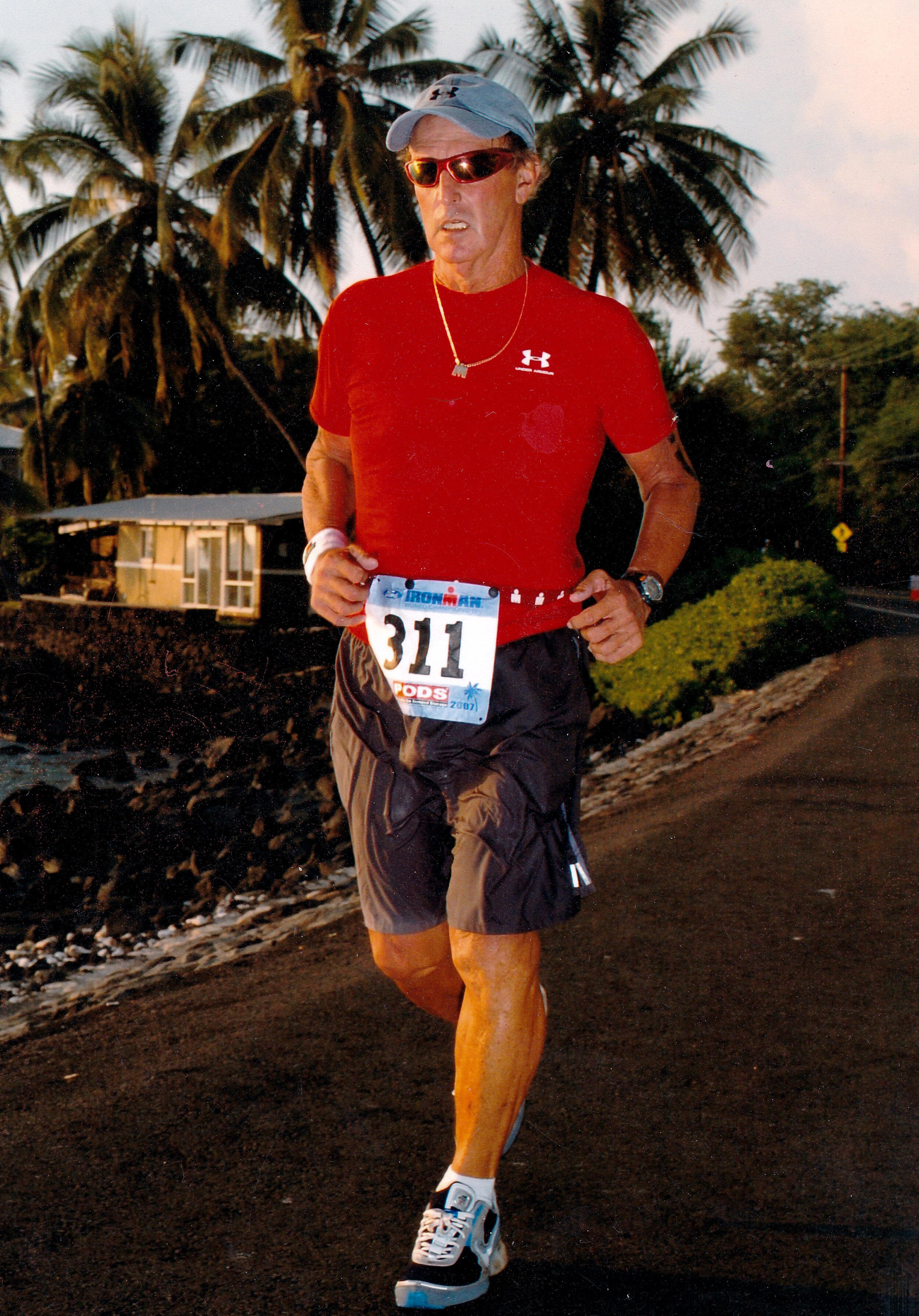 Completing the 2007 Ironman Championships with a 26.2-mile run.