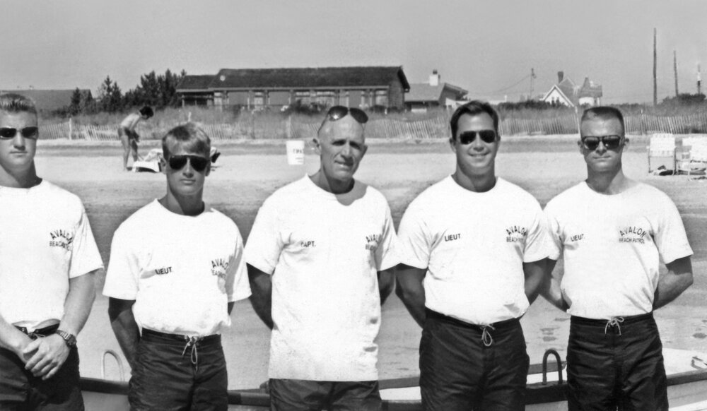 Sandy Bosacco is second from left in a circa 1995 Avalon Beach Patrol officers photo.