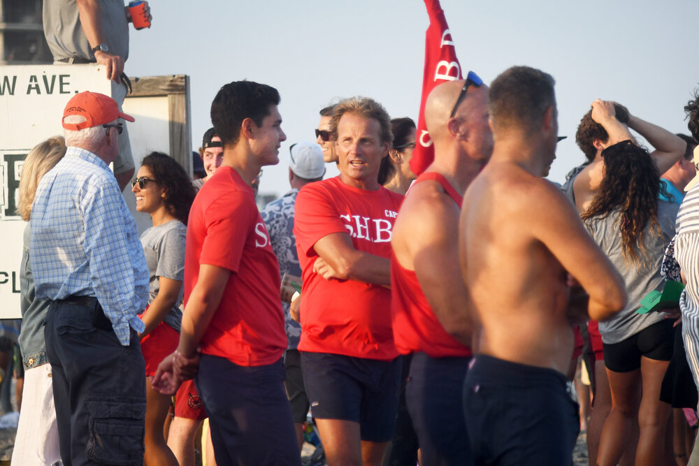 Offering some advice during the 2021 South Jersey Lifeguard Championships in Longport.