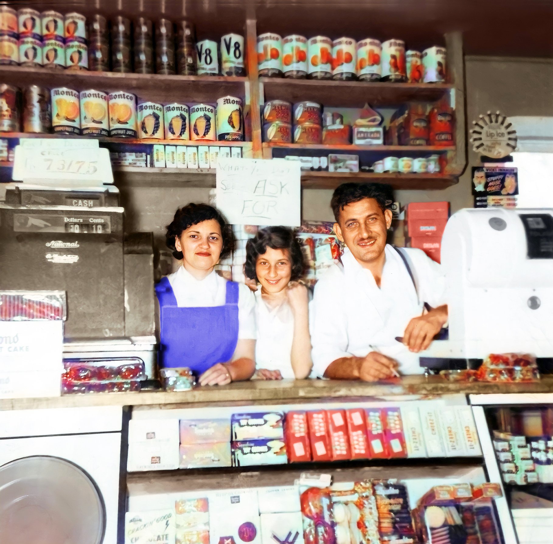 Their first year of operation – Jennie, Marie and Sam behind the counter. Take note of the sign hanging behind them: “What you don’t see ask for.”
