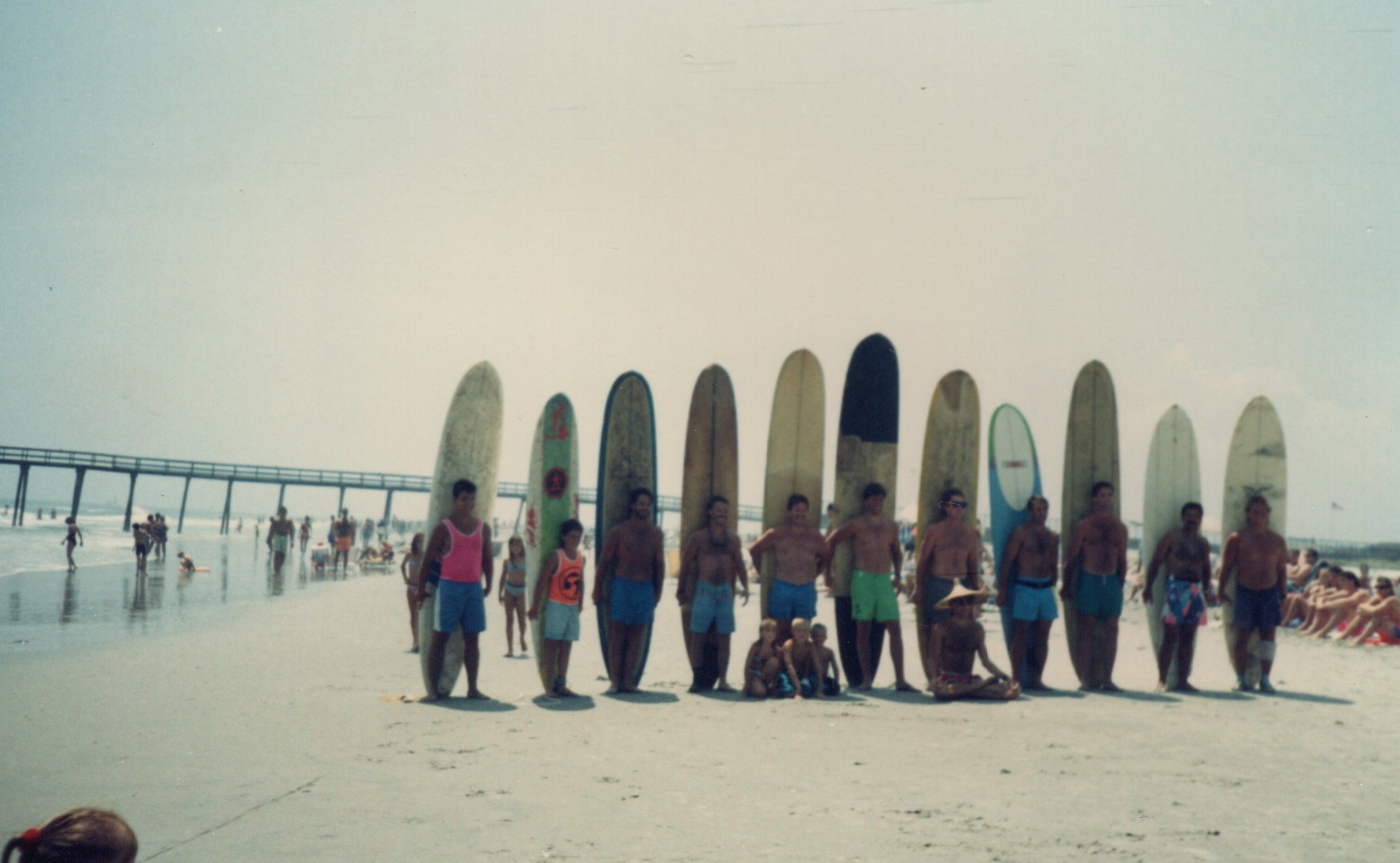 John with his surf buddies on the Avalon beach in 1969