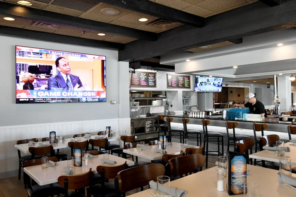 Not a bad seat in the house with the Rock’n Chair’s  new large high-definition television screens.