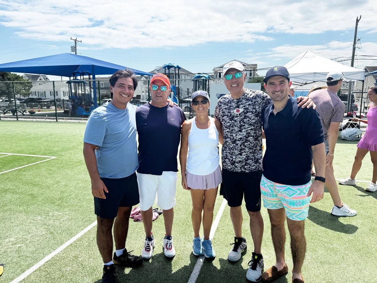 From left: Guillermo Nunez (national champion), “Dollar” Bill Brazer, tournament organizers Laura Owens and Tom King, and Marc Powers (national champion).